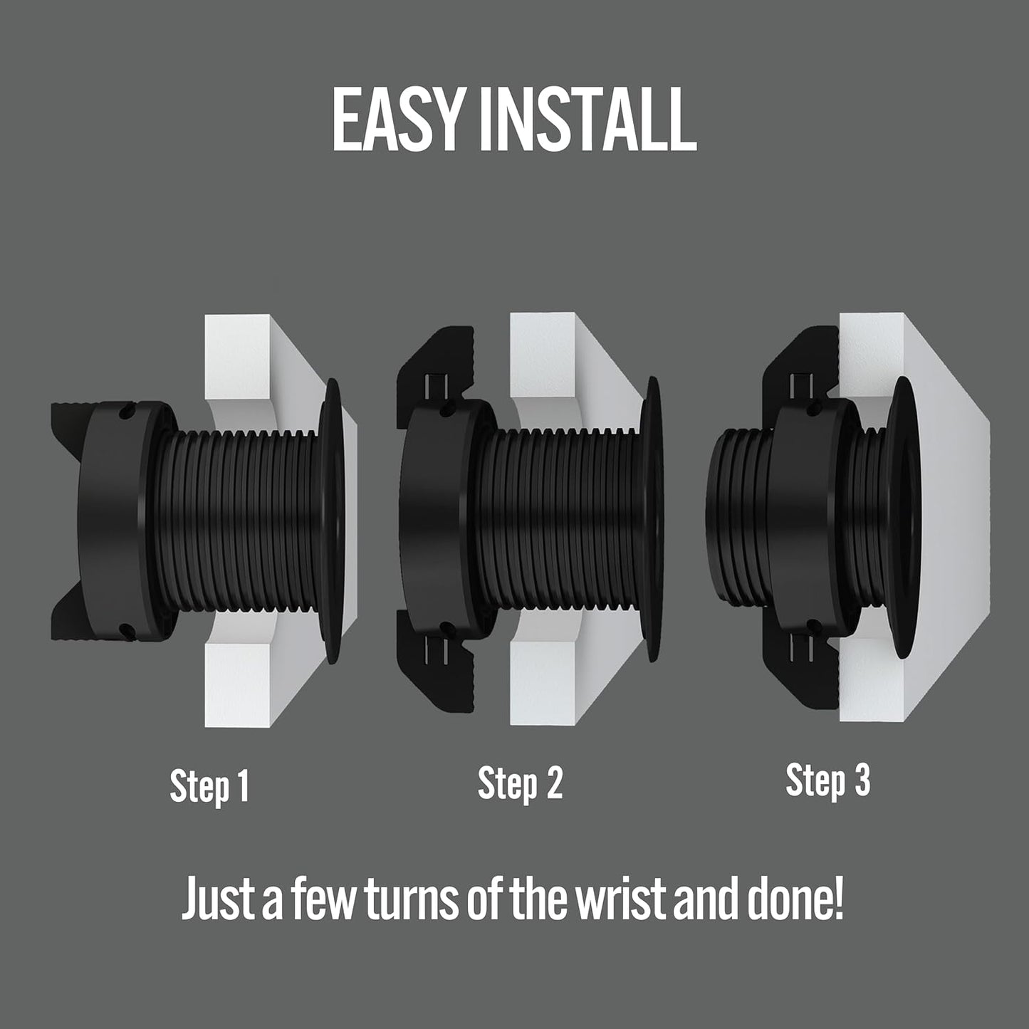 (2-Pack Black) Cable, Wire & Cord Management - Self Locking Grommet with Cover for Walls, Ceilings, Desks, Used for All Surfaces 3/8” to 1” Thick, Made in USA