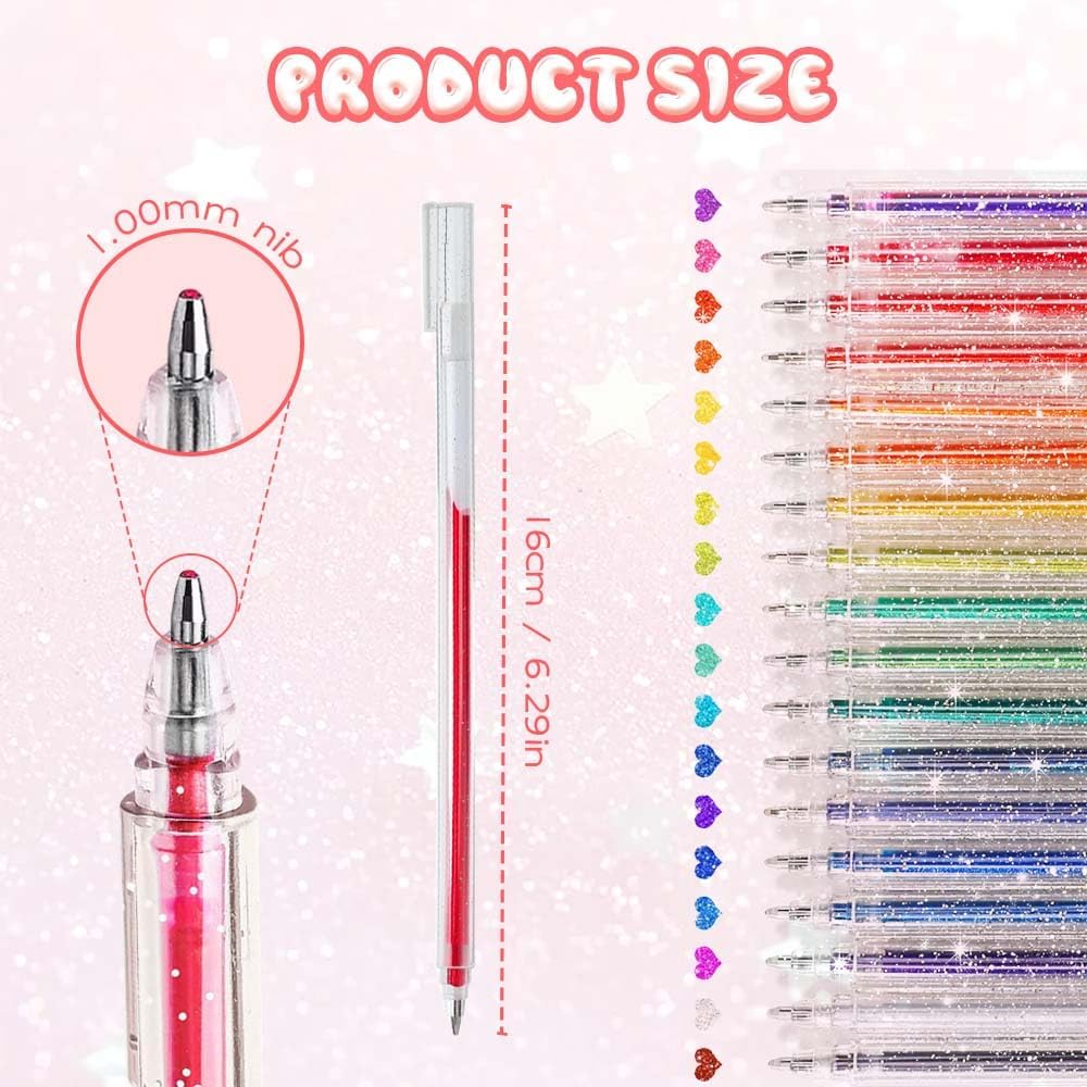 Glitter Gel Ink Pens, 2025 New Sparkle Metallic Dual Tone Iridescent Gel Pen Set for Coloring, with Replacement Pen Core, Paint Markers Sparkly Pens for Kids Adult Office Back to School Supplies (8)
