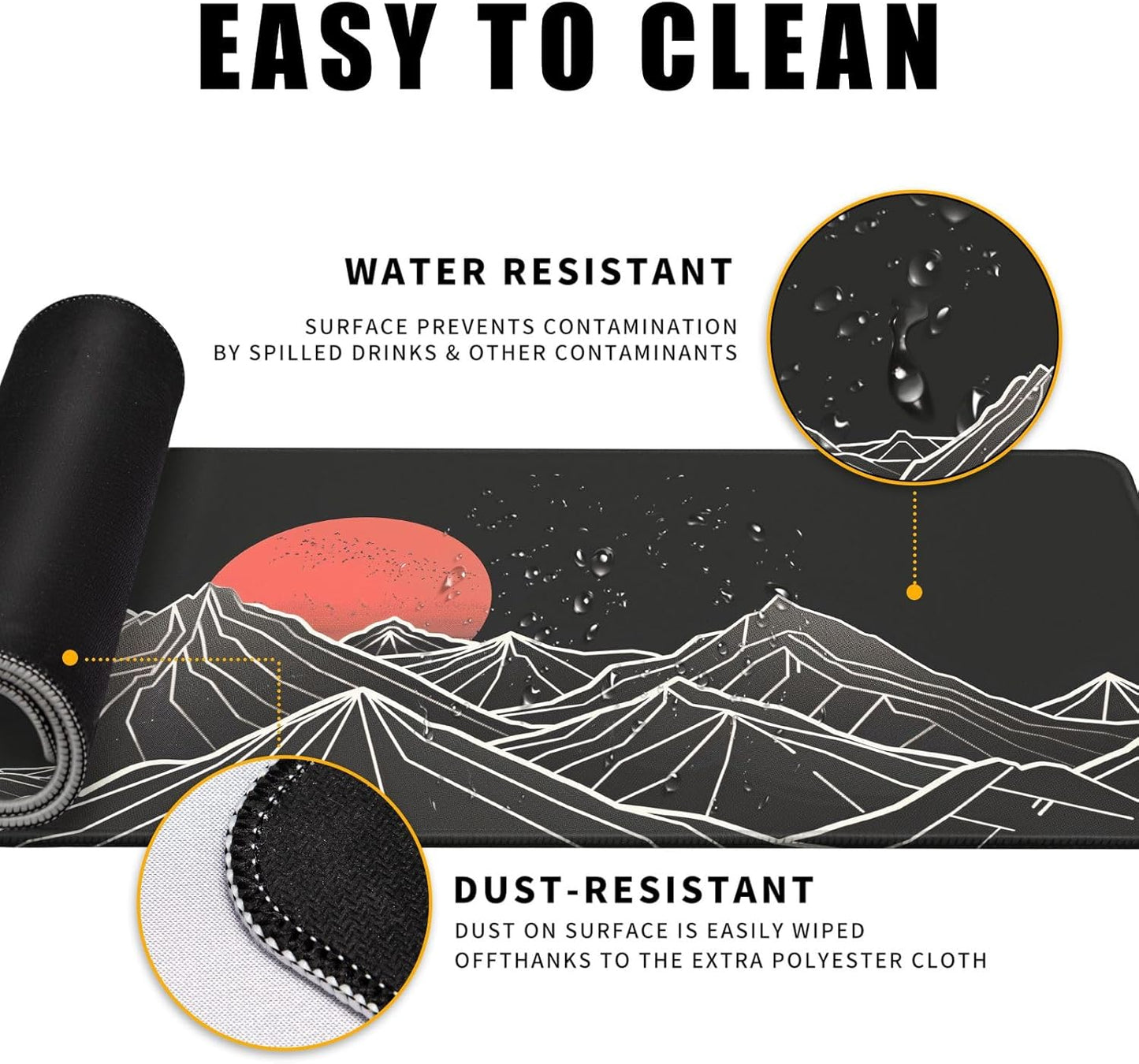 Minimalist Black Gaming Mouse Pad XL XL Large Mouse Pad Mat Long Extended Mousepad Desk Pad Non-Slip Rubber Mice Pads Stitched Edges Thin Pad (31.5x11.8 Inch)-Mountains