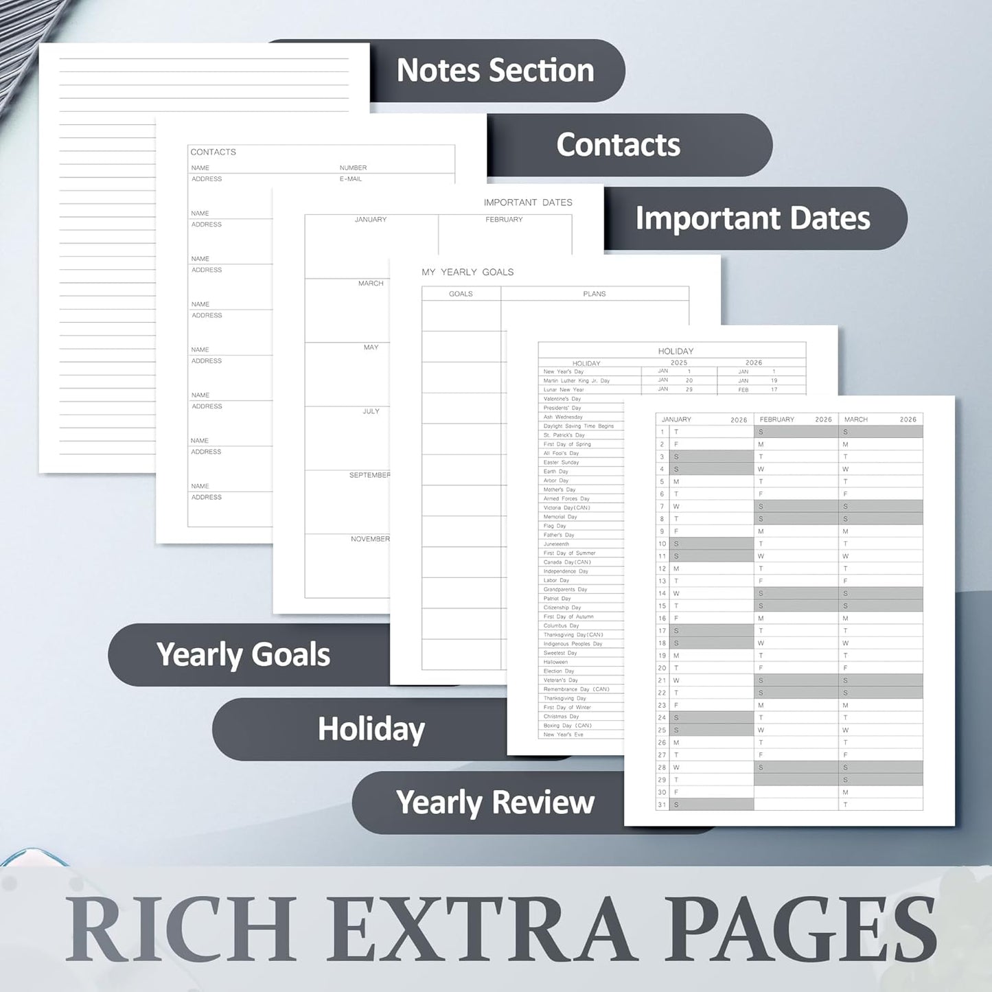 Planner 2025-2026 Weekly and Monthly, July 2025 - June 2026, Hardcover Spiral Bound with Tabs, Inner Pocket, A5 (6.3"x8.5") - Ideal for Teachers, Students & Professionals, Black