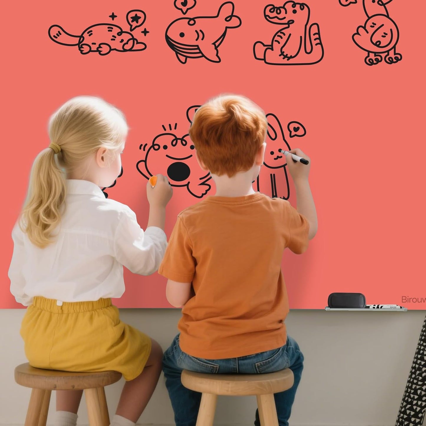 Magnetic Glass Dry Erase Board - White Board 48 x 36 Inch Wall Mounted Glass Whiteboard, Large Frameless Glass White Board for Wall Office, Home & School, Red