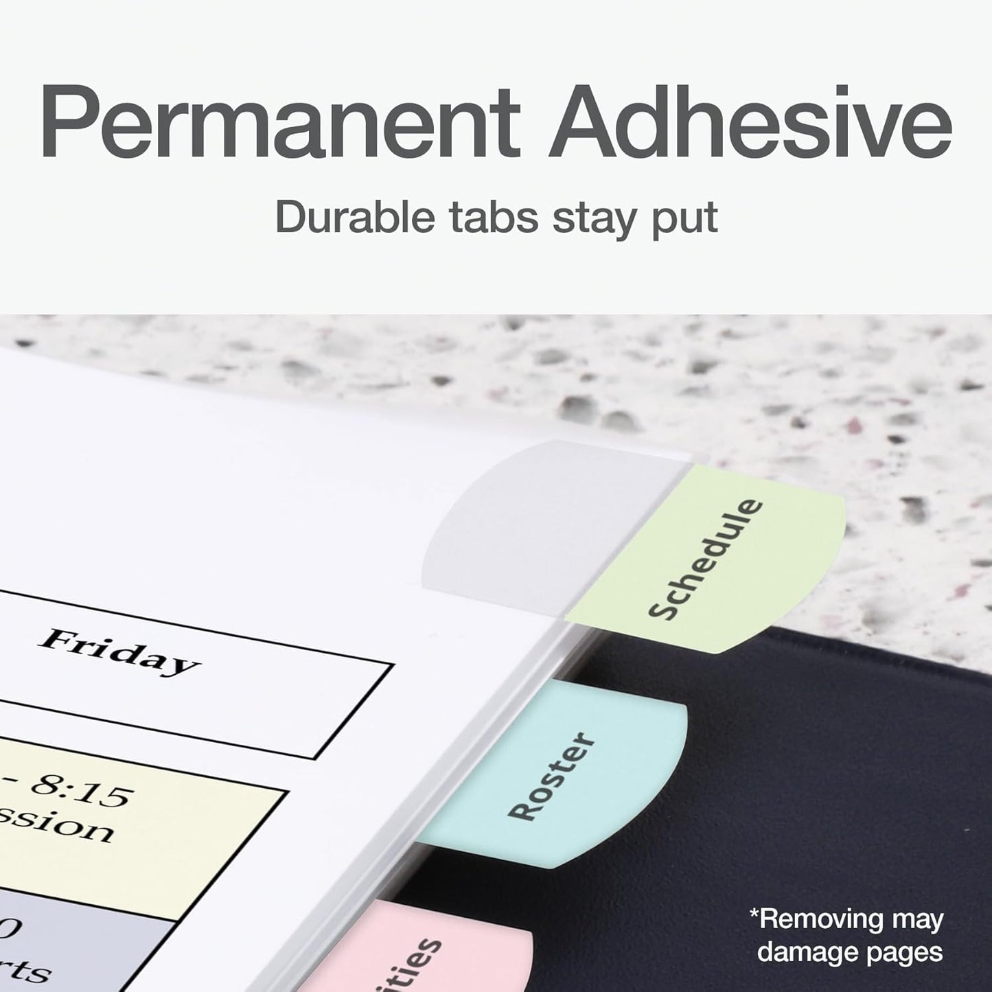 Redi-Tag Laser Printable Tabs, Permanent Index Tabs, Customizable Adhesive Labels, Assorted Pastel Colors, 1.125" x 1.25", 100 Per Pack (1006790)