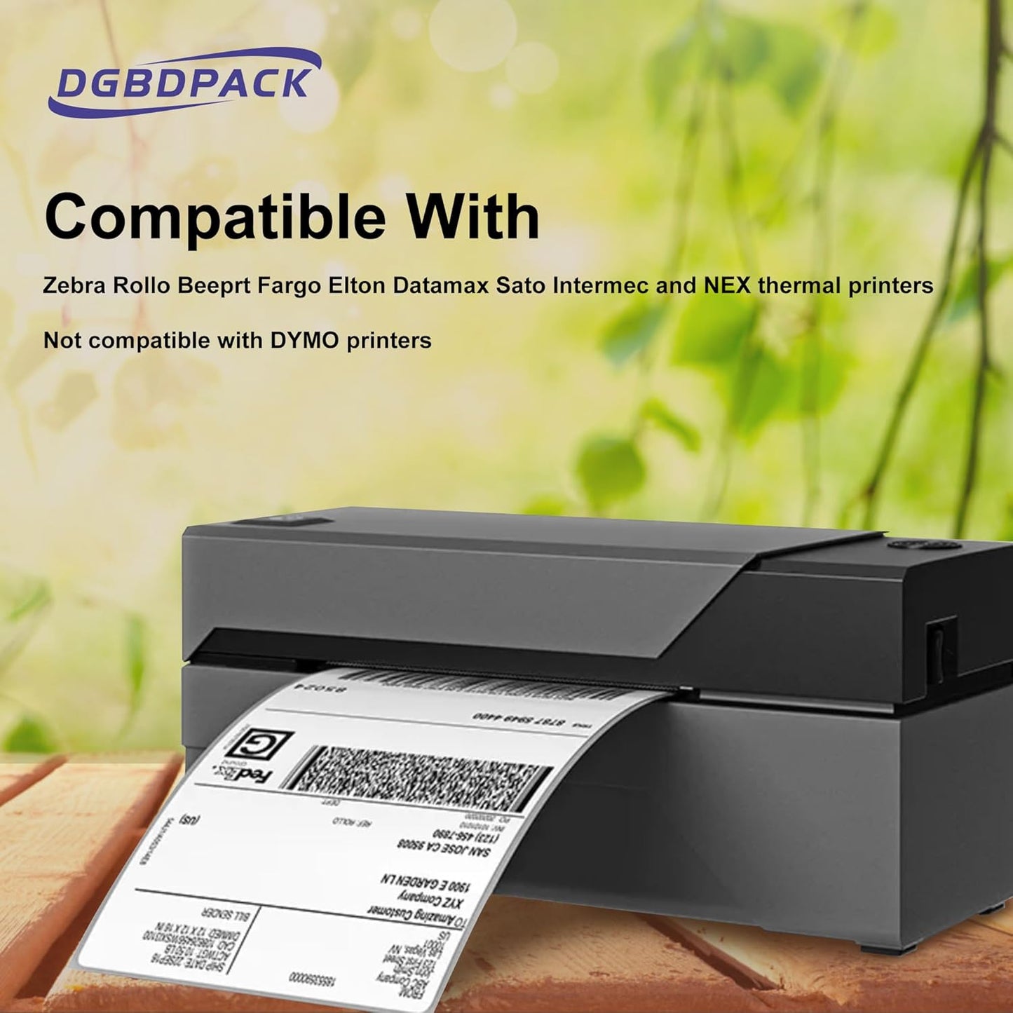 DGBDPACK Fanfold Direct Thermal Shipping Labels 4''x6'' 600 Labels/2 Stacks (300 Pcs per Stack), Compatible with Zebra Rollo Beeprt Printer Ultra Adhesive