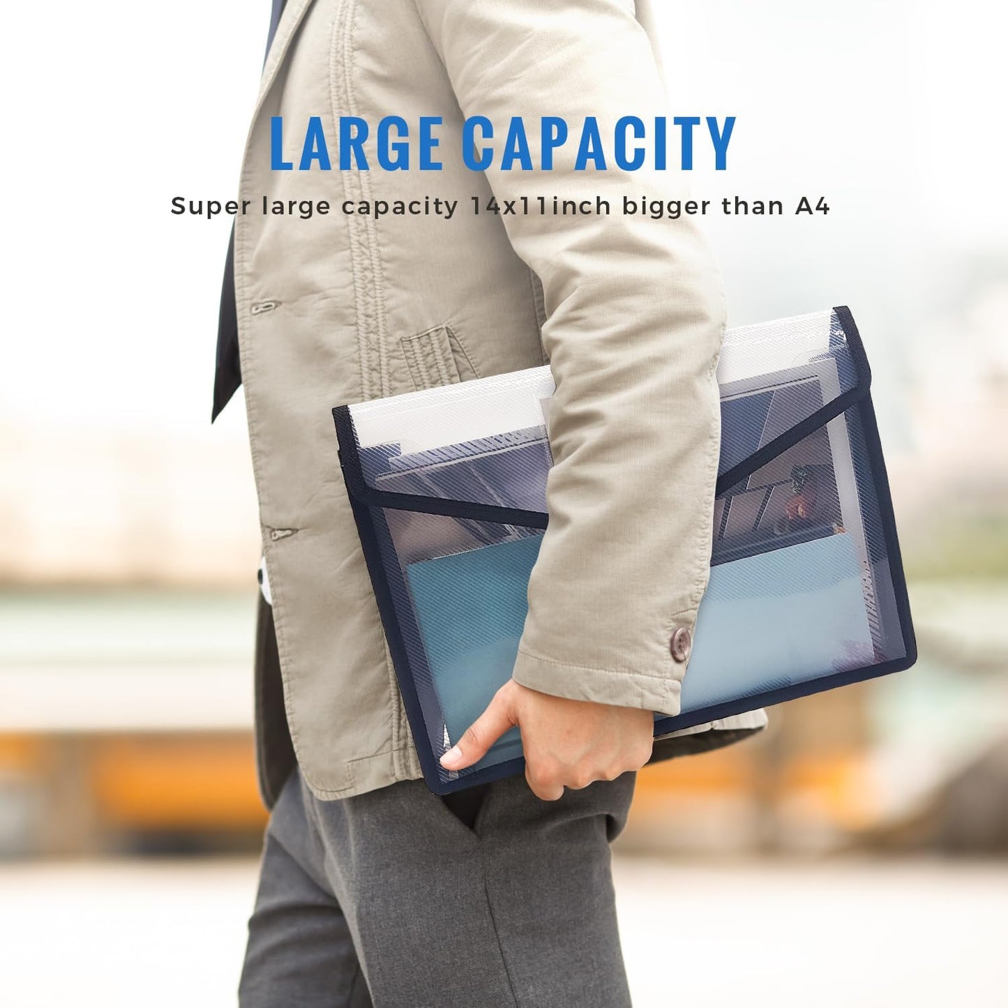 Plastic Expanding File Folder,Envelope Folders for Documents, File Folder Organizer Holder with Snap Closure,Waterproof Transparent File Folder,Large Capacity, Fit Letter/A4 Size (Black-12 Pack)