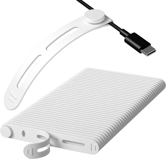 40Pcs Nearockle Reusable Cable Ties, Adjustable Silicone Cord Organizer Small Zip Ties for Charging Cords Earphone Computer Wire, Office Desk Cable Management Travel Accessories(White)