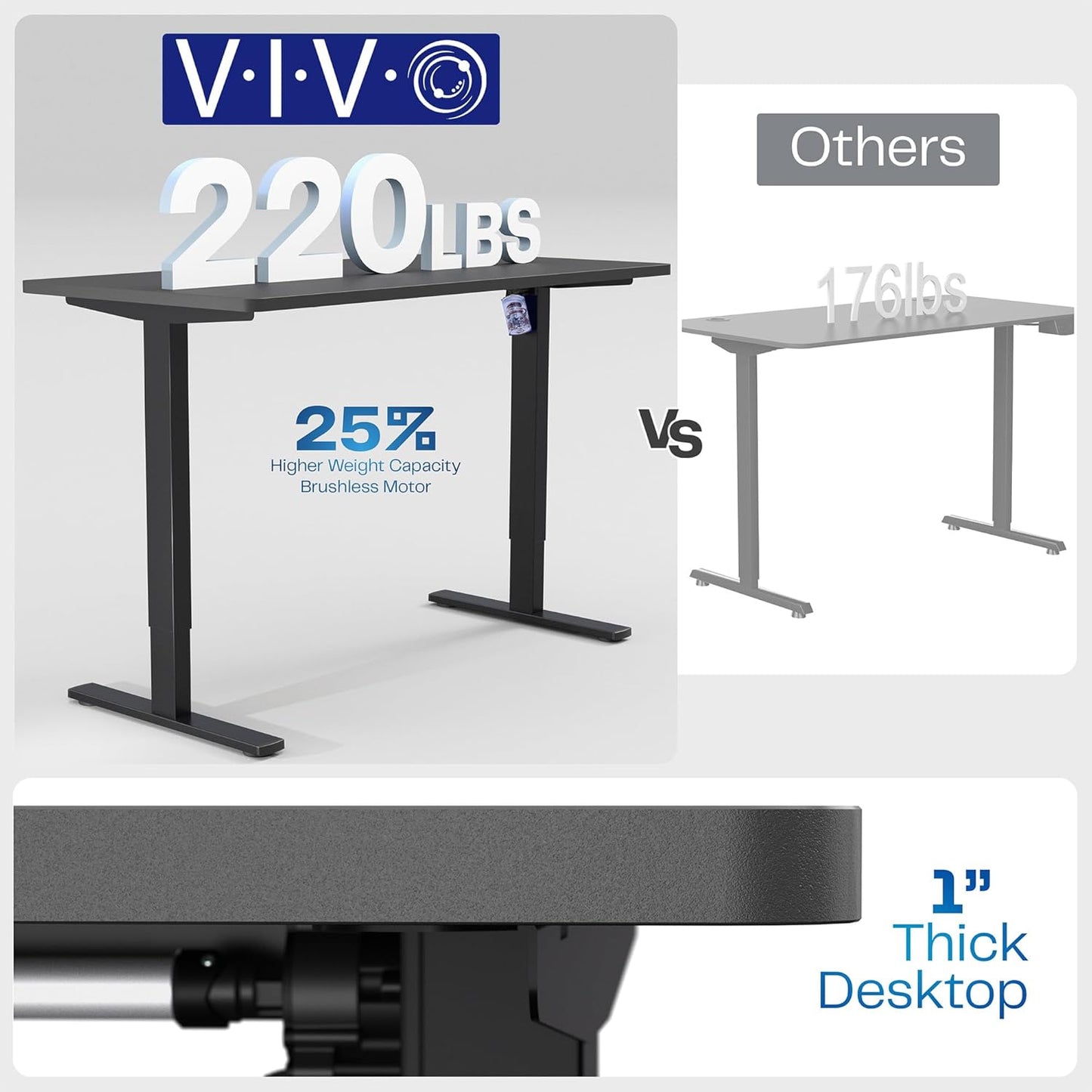 VIVO Electric 55 x 28 in Standing Desk, Memory Height Adjustment, 1B Series, One-Piece Light Wood Top, Black Frame, DESK-KIT-1B55C