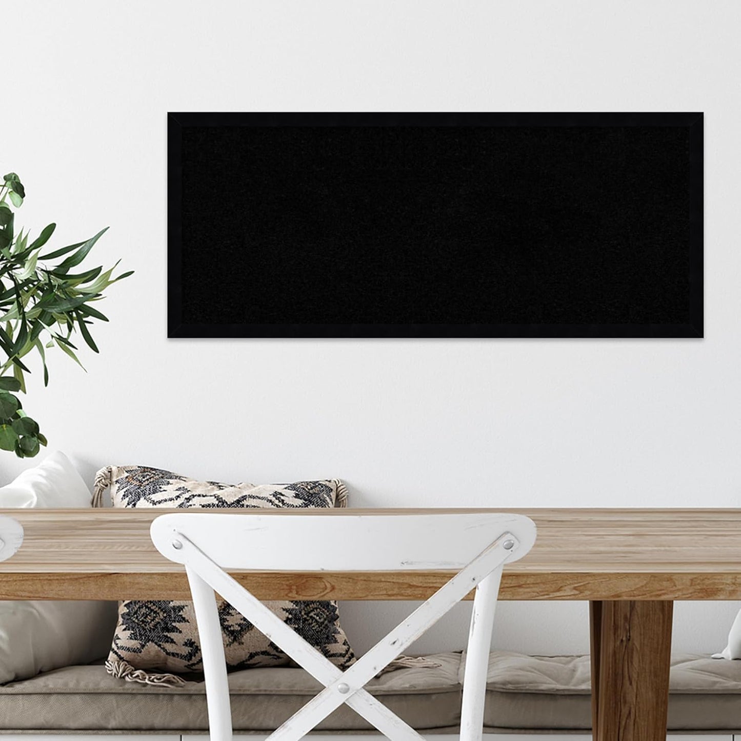 Amanti Art Black Cork Board for Wall, 13x31 Vision Board with Black Wood Frame, Medium Corkboard Office Decor for Home Organization, Modern Corkboard Pinboard to Display Items for Home Organization