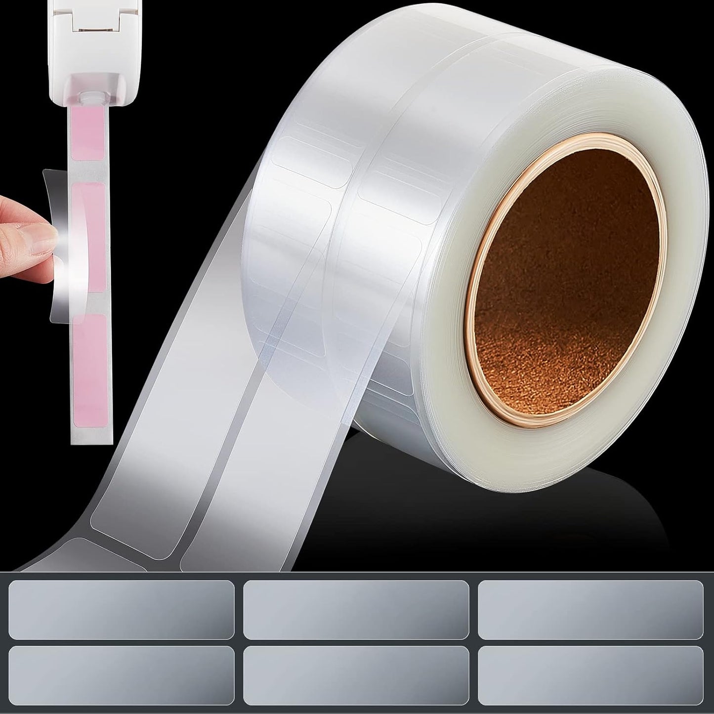 Zonon 500 Pcs Clear Labels Label Protector Clear Stickers Wafer Seals Waterproof Labels for Protecting Barcodes, Numbers and Stickers (0.59 x 2.16 Inch,Rectangle)