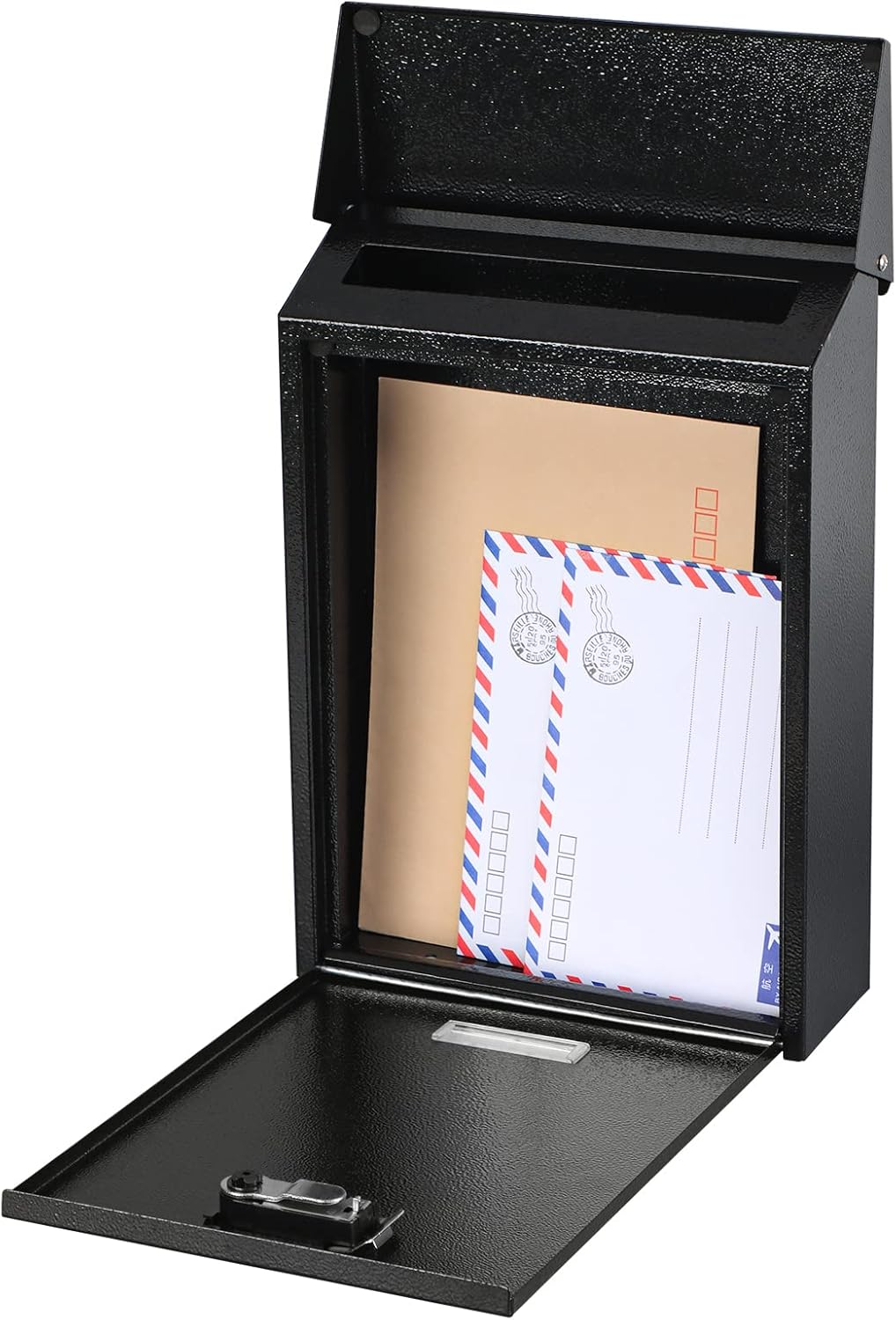 xydled Mail Boxes with Combination Lock,Locking Mailbox Wall Mounted,Large Capacity,Steel Cover Metal Postbox for House, 12.4×8.5×3 Inch, Black