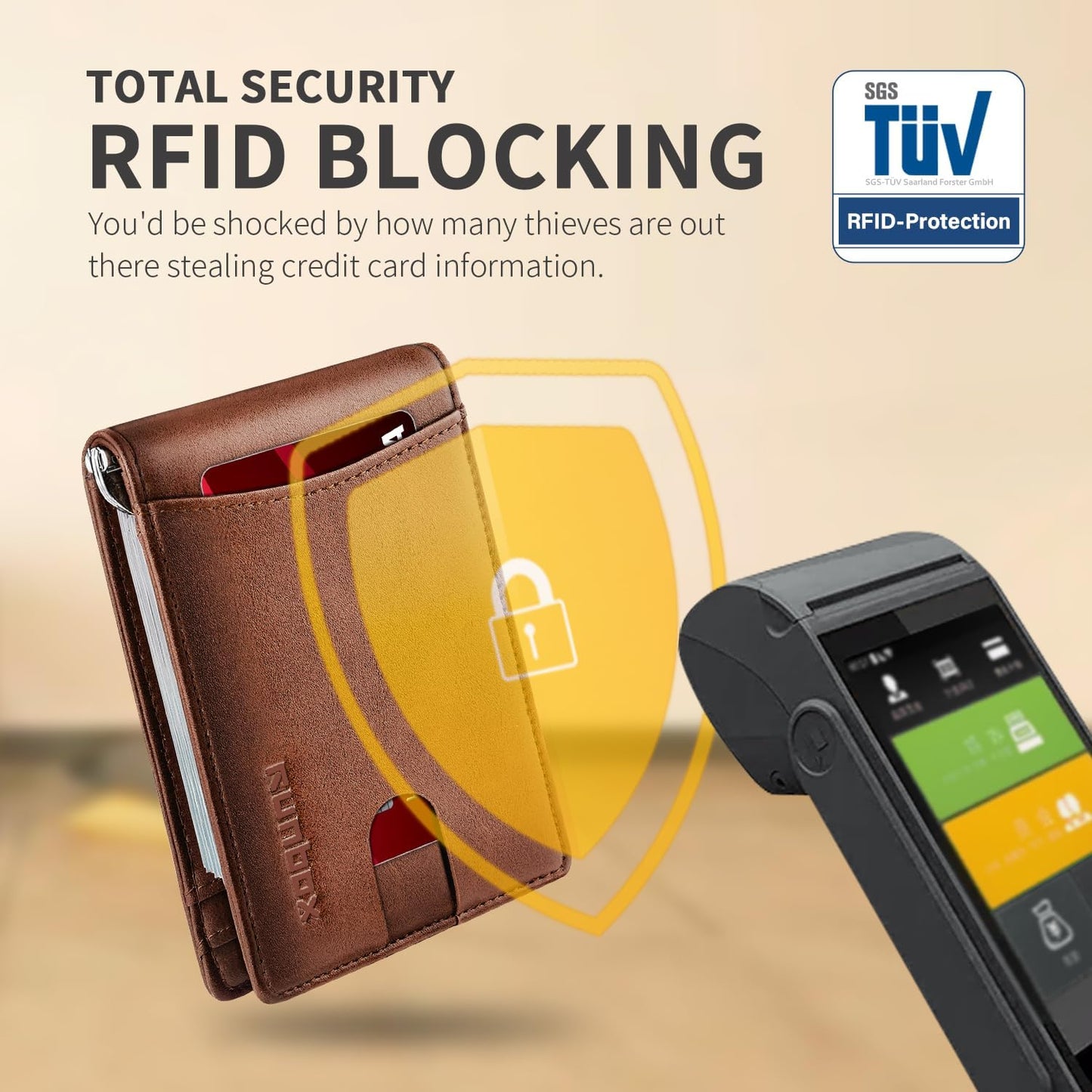 Slim Money Clip Wallets for Men RFID Blocking 11 Card Holder Minimalist Small Thin Carbon Leather Bifold Mens Front Pocket Wallet Gift Box