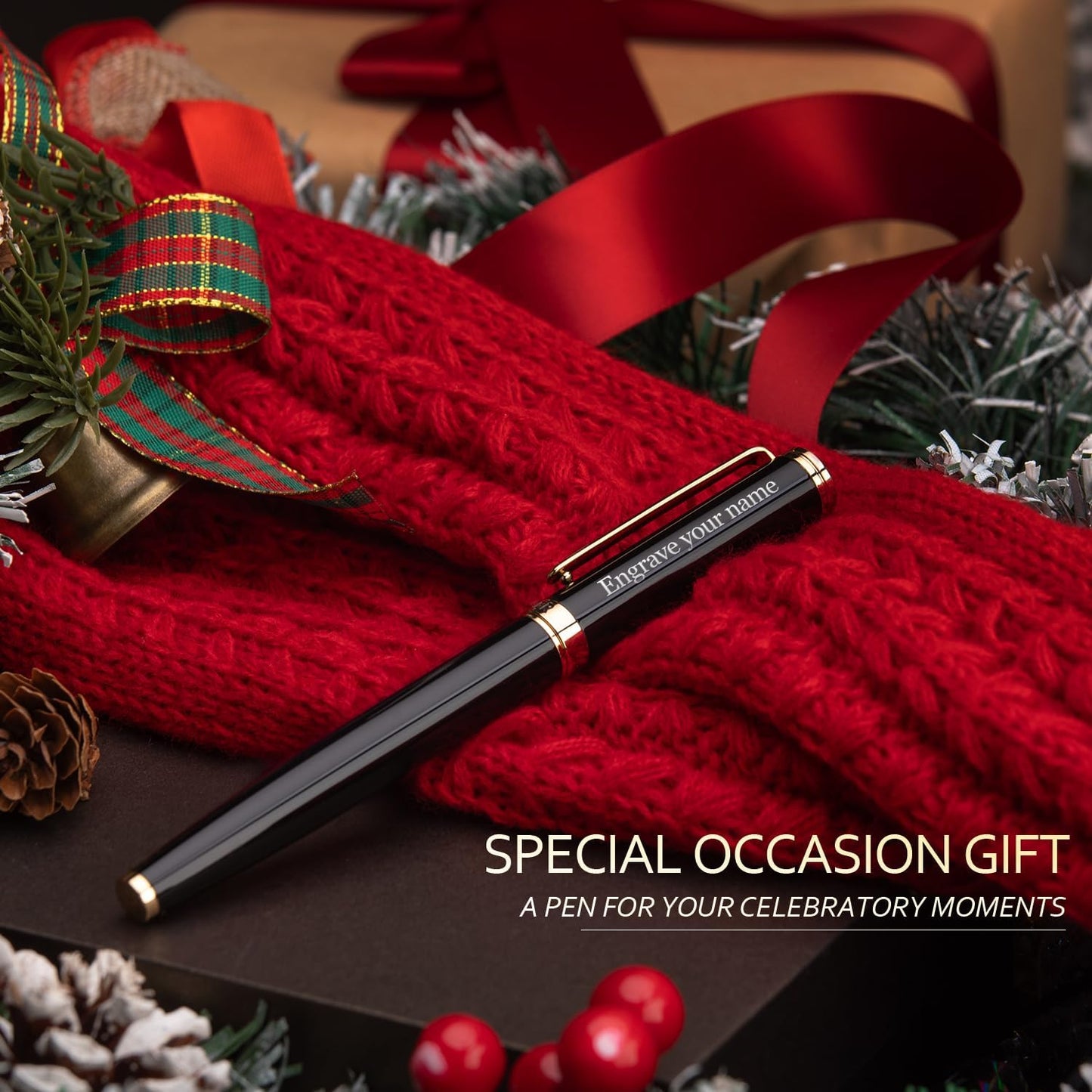 BEILUNER Black Personalized Pen,Stunning Luxury Lacquer With 24K Gold,Schneider Ink Refills,Multiple Fonts To Custom Rollerball,Gift Pen For Men & Women,Executive,Graduation,Christmas,Nice Pens