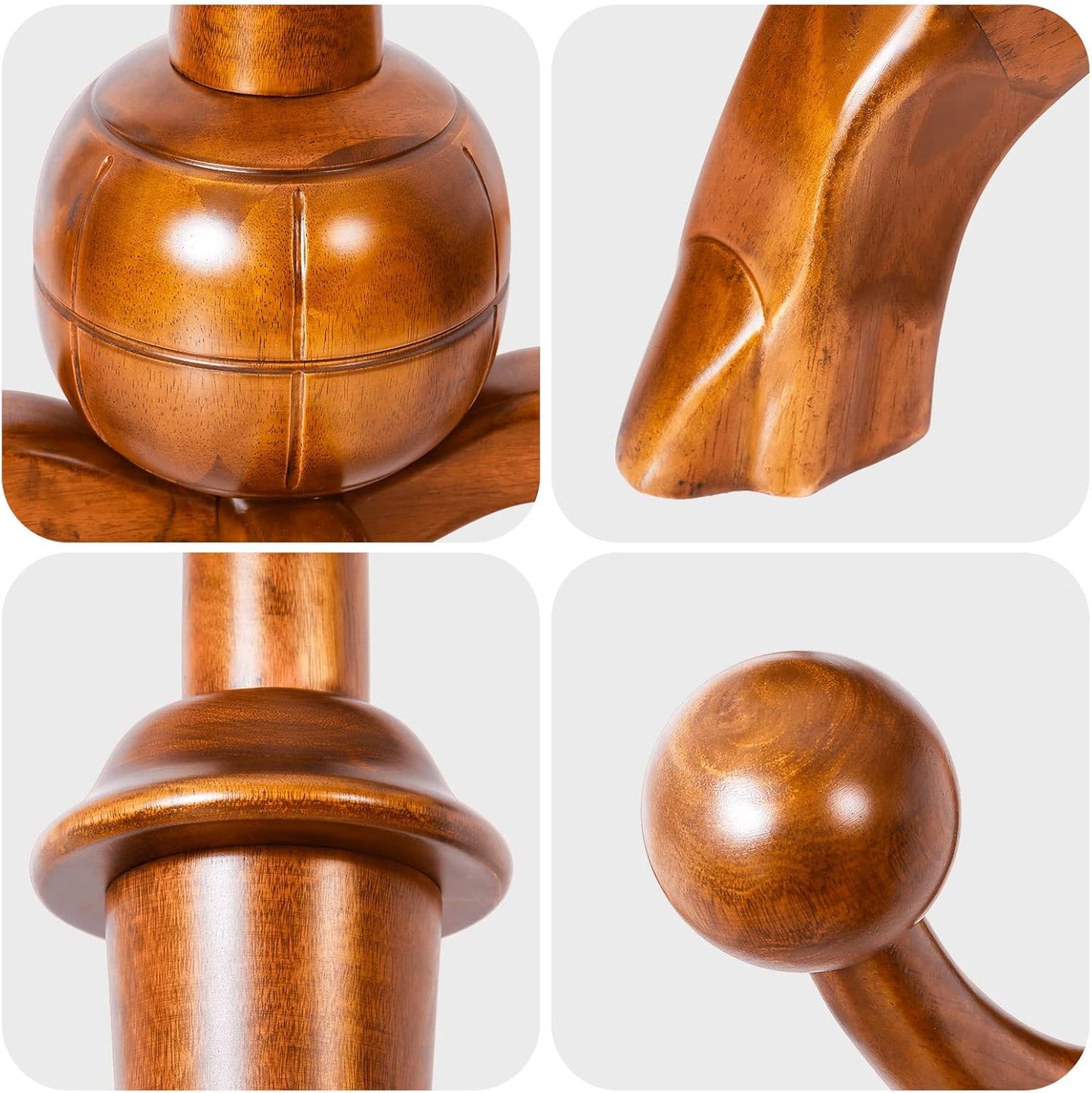 Coat Rack Freestanding Wood Tree Rack with 8 Hooks, Creative Design Tree Branch-look, Coat Tree Clothes Hanger Stand with Stable Sphere Base for Entryway, Hallway, Bedroom - Load 160lbs (Light Brown)