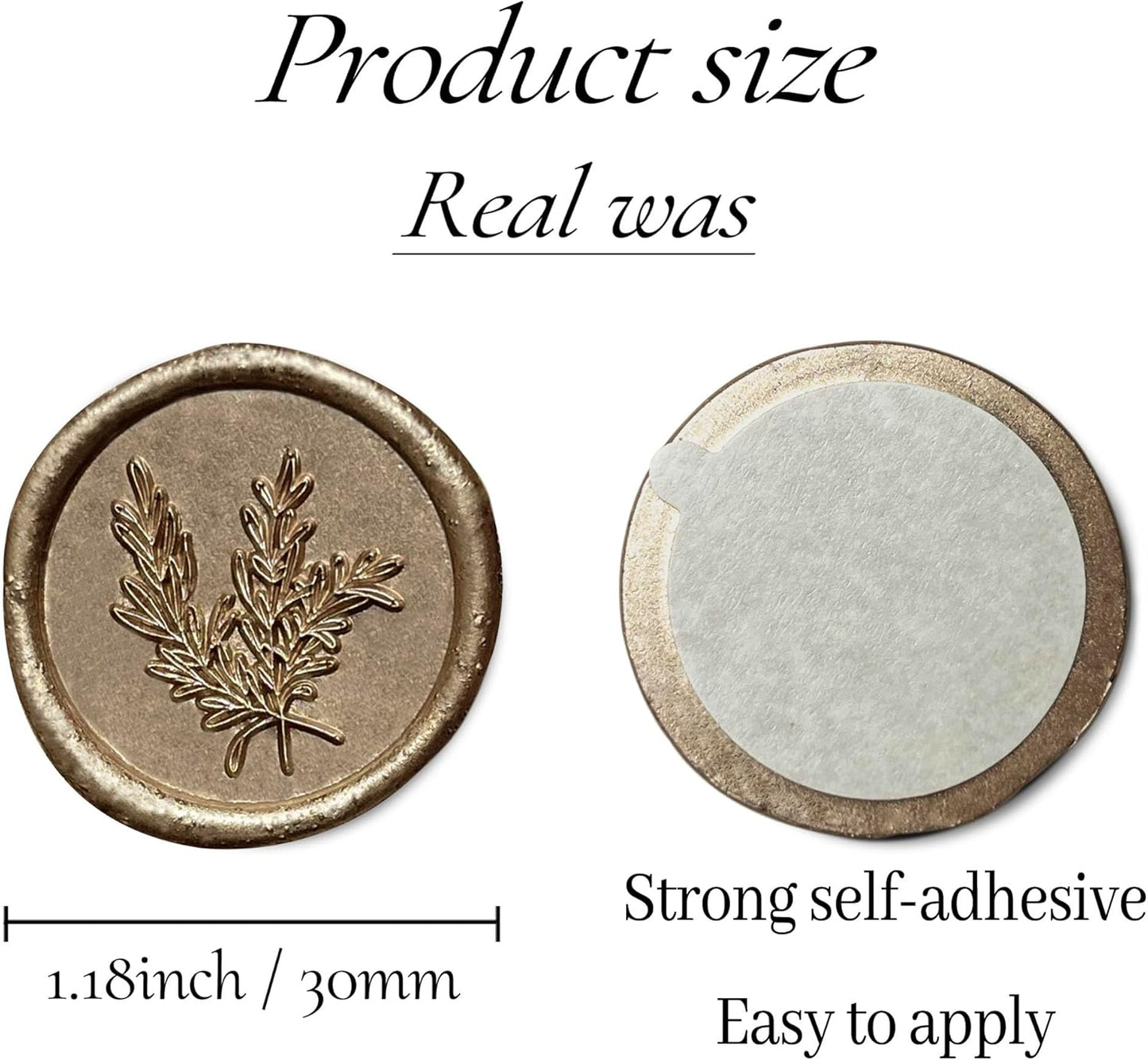 100Pcs Wax Seal Stickers Handmade Envelope Seals Self Adhesive Wax Stickers for Wedding Party Invitations, Envelope, Gift Wrap, Christmas(Rosemary Style, Champagne Gold)