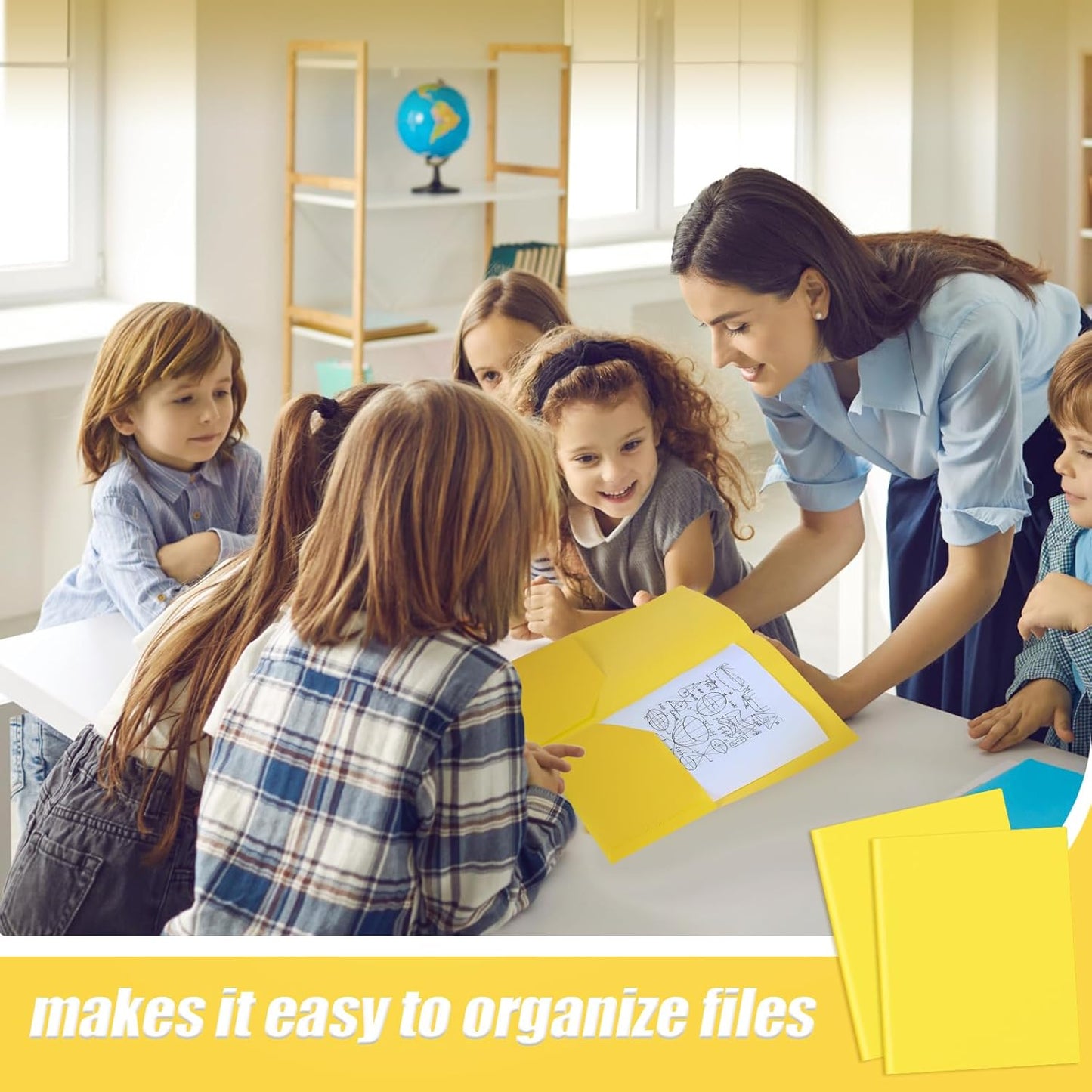 Gueevin 24 Pcs Plastic Folders with Pockets, Back to School Two Pocket Folder Fit Letter Size, Heavy Duty School Business Card Holder for Home Office, 11. 61 x 9. 45 Inches (Yellow)