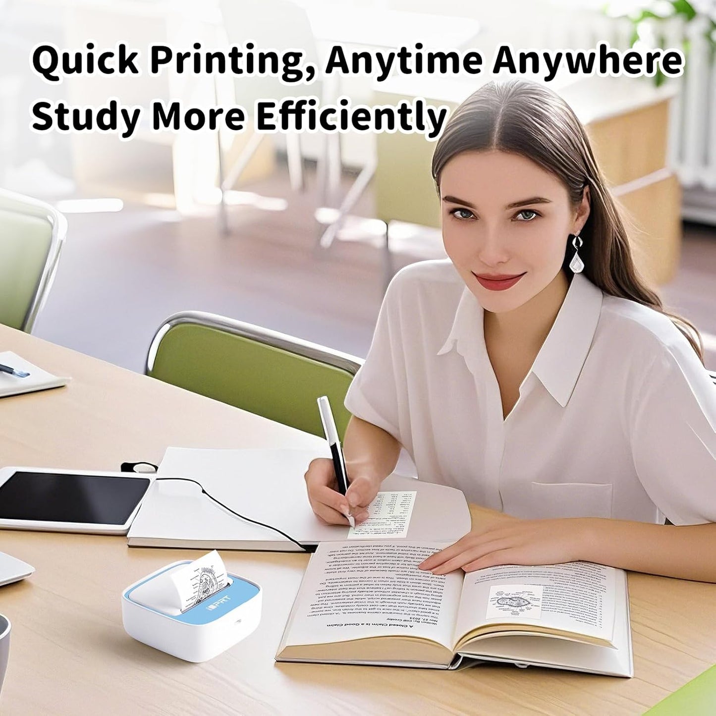 iDPRT Portable Mini Thermal Sticker Printer, Bluetooth Inkless Printers with 1 Roll Sticker Paper, Sticker Machine Efficiently and Quickly, for Notes, Journal, DIY, Kids Gift