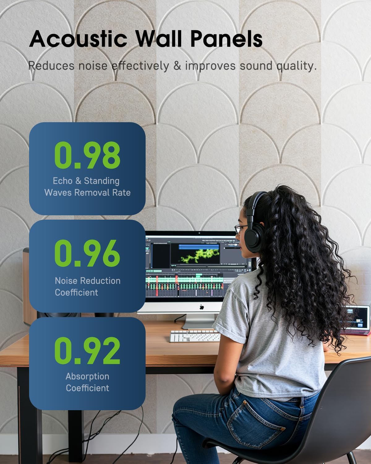 12 Pack Sound Proof Foam Panels for Walls，Self-Adhesive Acoustic Panels, 12" X 12" X 0.4" Sound Proof Panels for Walls，Door, Ceiling, Home Office Beige