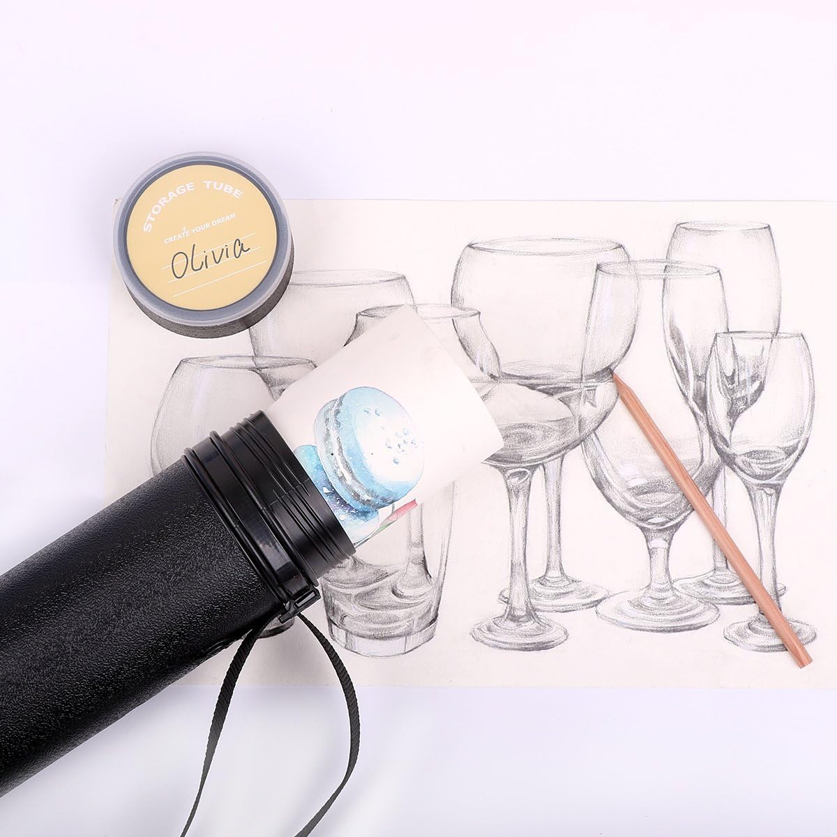 TRANSON 2-pack Durable Poster Storage Tube with Straps 24"-40" Extendable for Blueprints, Artwork, Maps, Posters