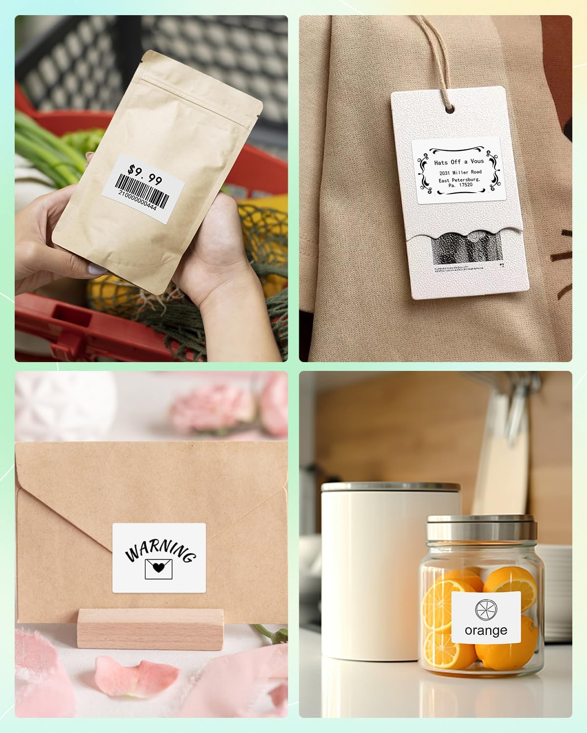 M100 Square Label 1.57'' x 1.18'' (40 x 30 mm), Compatible with Label Maker M110/ M220/ M221/ M120/ M200/M260/M150, White, 230 Labels/Roll, Multi-Purpose Adhesive Thermal Labels, Black on White