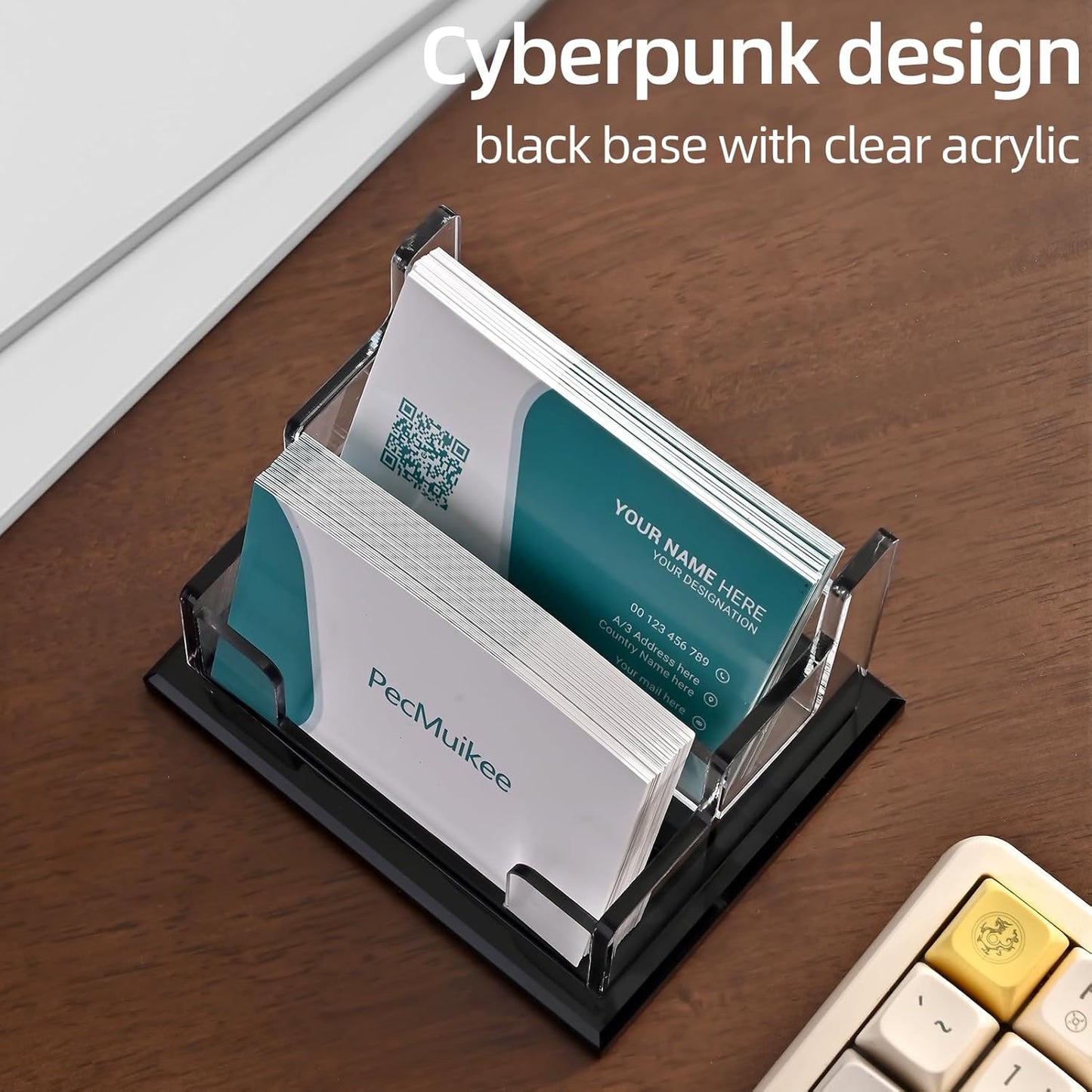 PecMuikee Business Card Holder for Desk，Acrylic Business Card Display Stand,Multiple Business Card Holders for Office, Exhibition, Home, Restaurant (ZFZ-MPH-2C)