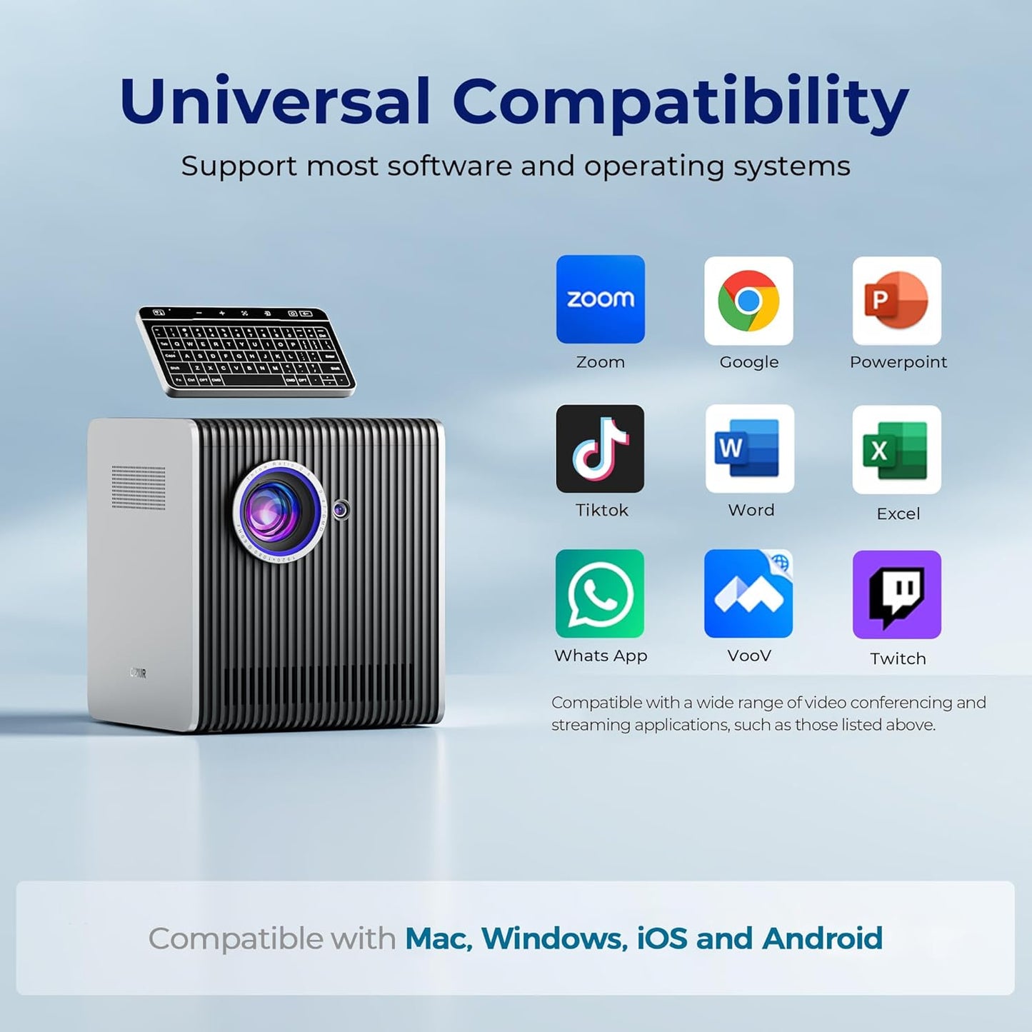 StarryHub -1080P HD Conference Room Camera with 120°Wide Angle & Auto Frame, 2200 ANSI Conferencing Projector, 6 AI-Driven Microphones, Conference Speakers, an All-in-One Video Conferencing System