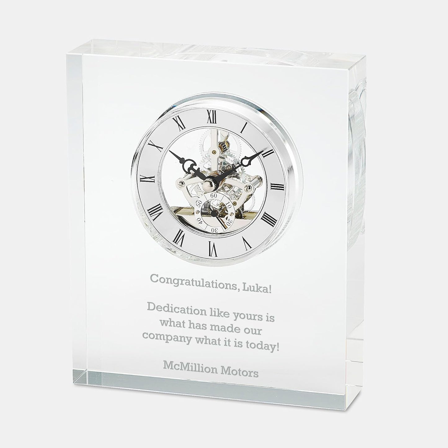 THINGS REMEMBERED Engraved Crystal Skeleton Desk Clock (Free Customization)