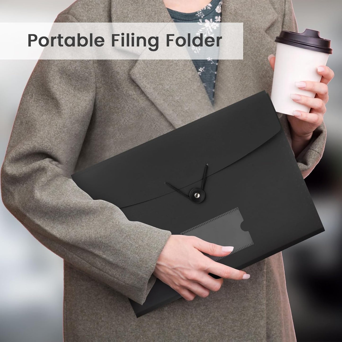 Accordion File Organizer, 7 Pockets Expanding File Folder with Labels, A4/Letter Size Portable Folders for Documents, Paper Organizer for School Office Supplies, Black