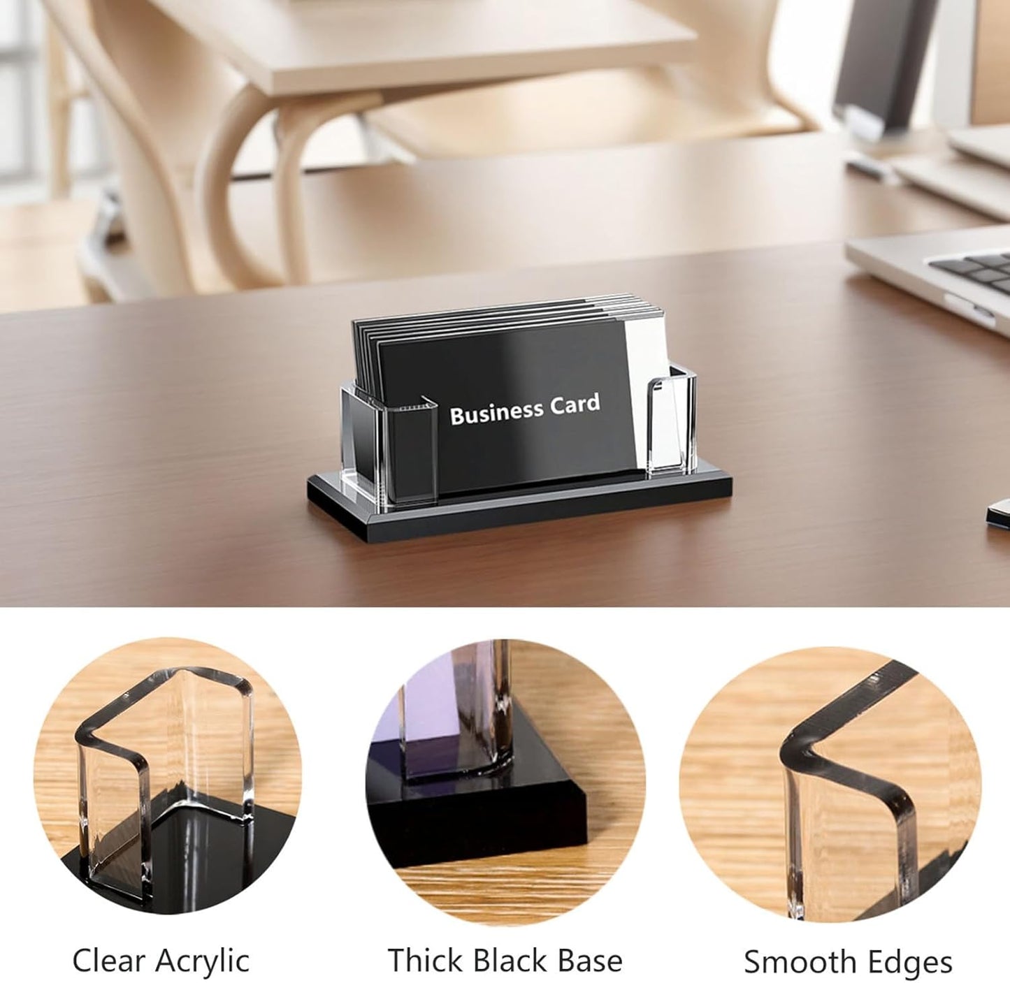 Business Card Holder for Desk,Clear Acrylic Desktop Business Name Card Display Stand Organizers for Office Conference Home Exhibition Restaurant