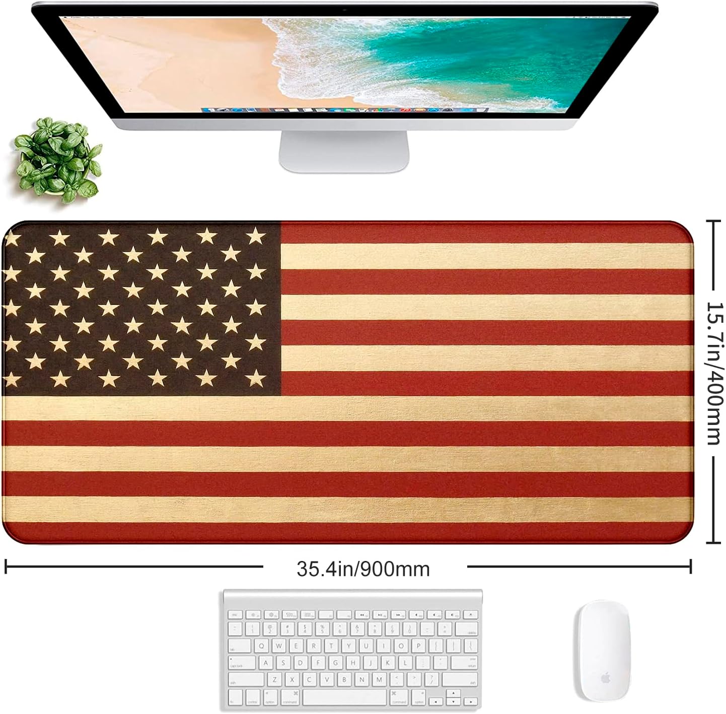 American Flag Extended Mouse Pad, Large Gaming Mouse Pad XXL Laptop Mouse Keyboard Pad 35.4 x 15.7-Inch Office Desk Decoration