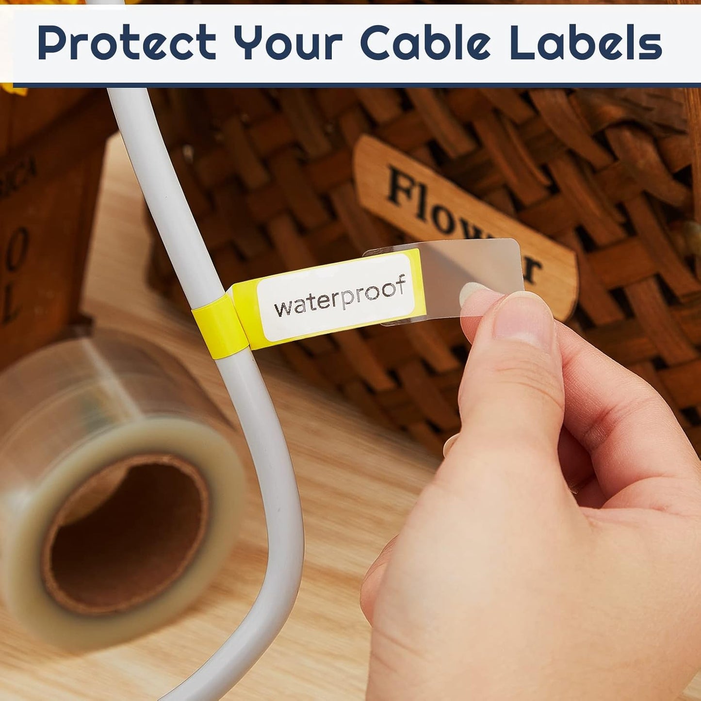 500 Pieces Label Protector Clear Labels Wafer Seals Waterproof 0.59 x 0.98 Inch Back to School Clear Covers for Protecting Barcodes, Numbers and Stickers