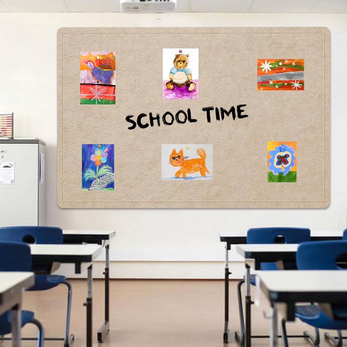 Large Bulletin Board - 72 X 48 inches Cork Board with 30 Pushpin, 6' x 4' Cork Board for Walls Pin Board, Self-Adhesive Felt Board Vision Board Foldable Photo Board for Wall (Beige Brown)