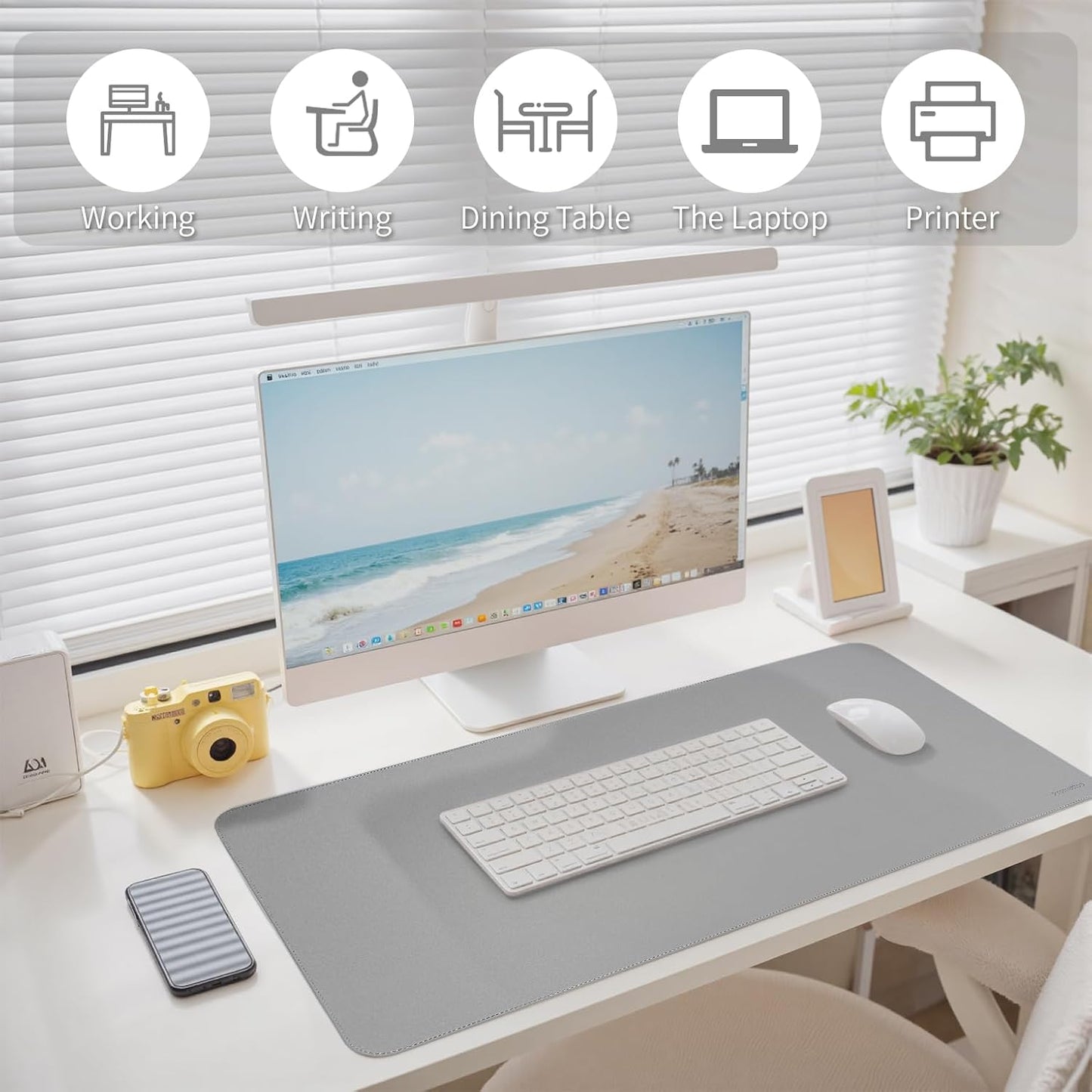 Oversized Non-Slip Desk Pad Protector – Grips Desk Firmly, Anti-Slip Like You've Never Seen! Vegan Leather Waterproof Laptop Mat for Keyboard & Mouse – Large Office Pad– Mist Gray