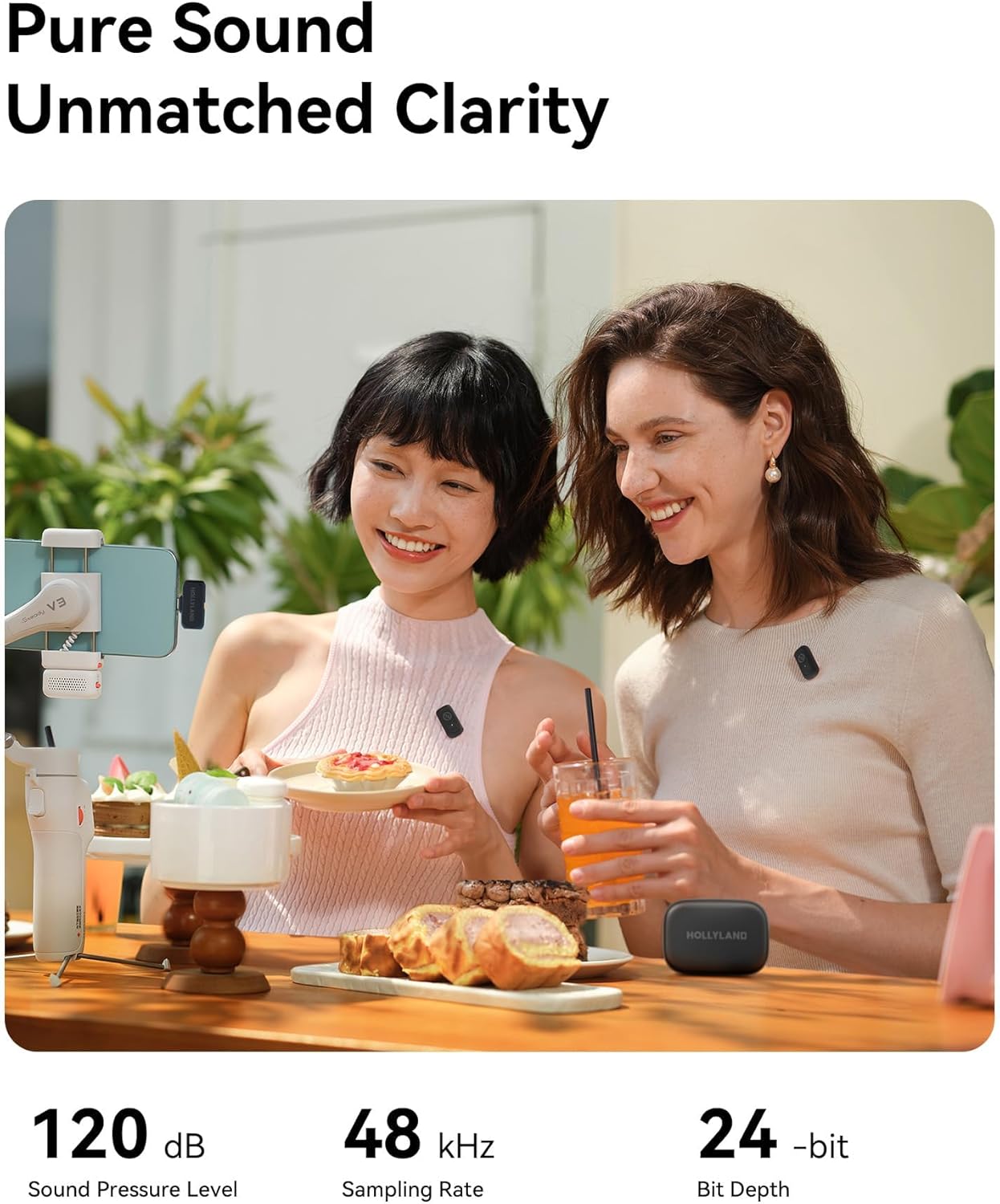 Hollyland Lark A1 Wireless Microphone for iPhone 15/16 & Android, 48kHz/24-bit, 3-Level Intelligent Noise Cancel, Magnetic Mini Microphone for YouTube, Podcast, Vlogging (Black, 2TX + USB-C RX)