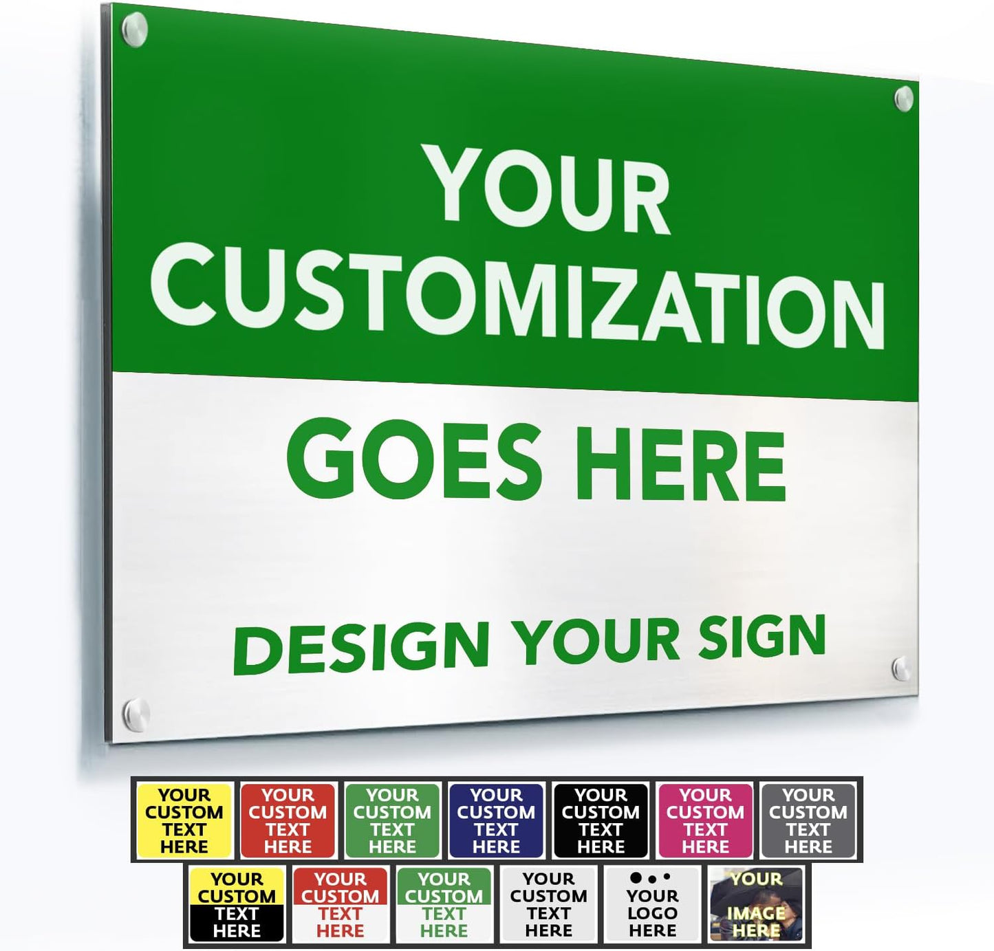 Custom Outdoor Metal Sign - Personalized Aluminum Safety and Business Sign, Waterproof (Green & White, 20x20 In)