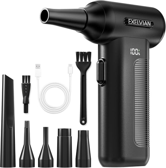 Compressed Air Duster Electric Air Blower: 150000RPM 10000mAh LED 6-Gear Adjustable Keyboard Cleaner, Wireless Rechargeable Duster for Computer Keyboard Cleaning