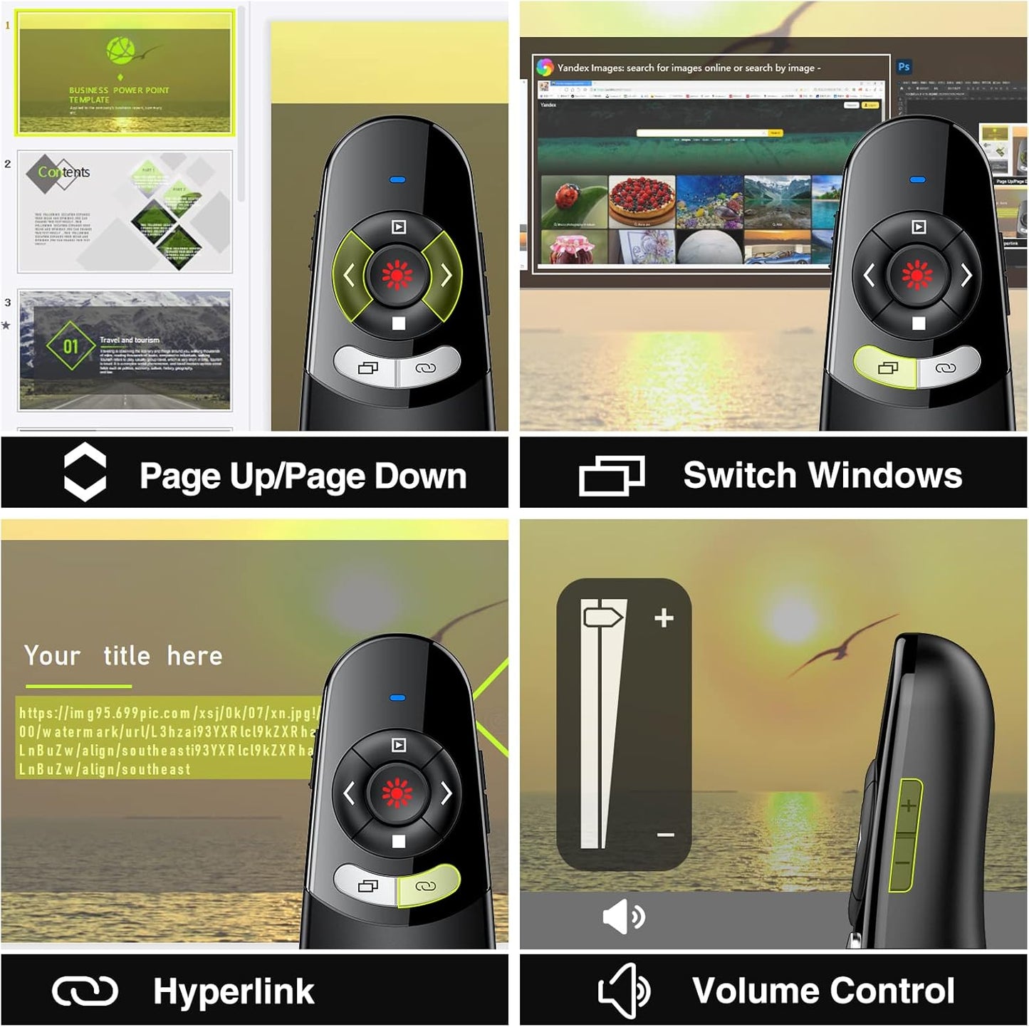 2 in 1 USB Type C Presentation Clicker with Red Light Pointer, Wireless Presenter for PowerPoint Presentation PPT Clicker, 2.4GHz Presenter Remote Slide Advancer for MacBook/Computer/Laptop