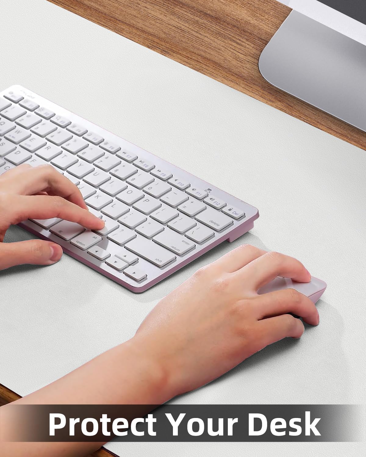 Leather Desk Protector, Office Laptop Mat - Non-Slip PU, Waterproof Writing Pad (31.5"x15.7", Ivory White)