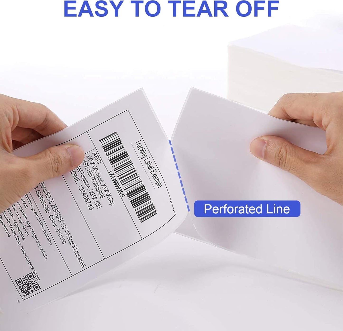 RyhamPaper 4" x 6" Direct Thermal Fanfold Labels - White, 1000 Labels