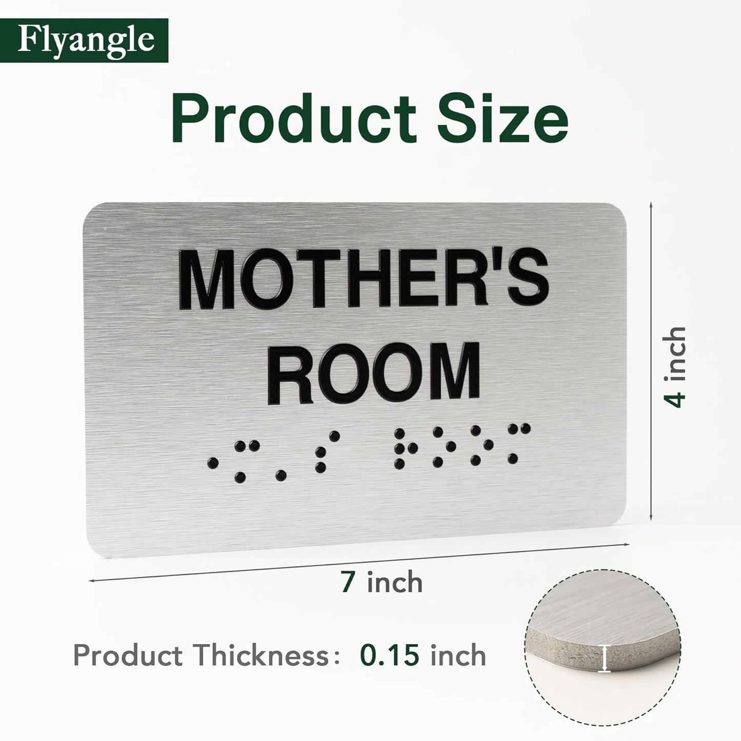 Conference Room Signs for Business and Office Sign, ADA Signs with Raised Text & Grade 2 Braille, Easy Installation with Adhesive Pad – Brushed Aluminum/Silver