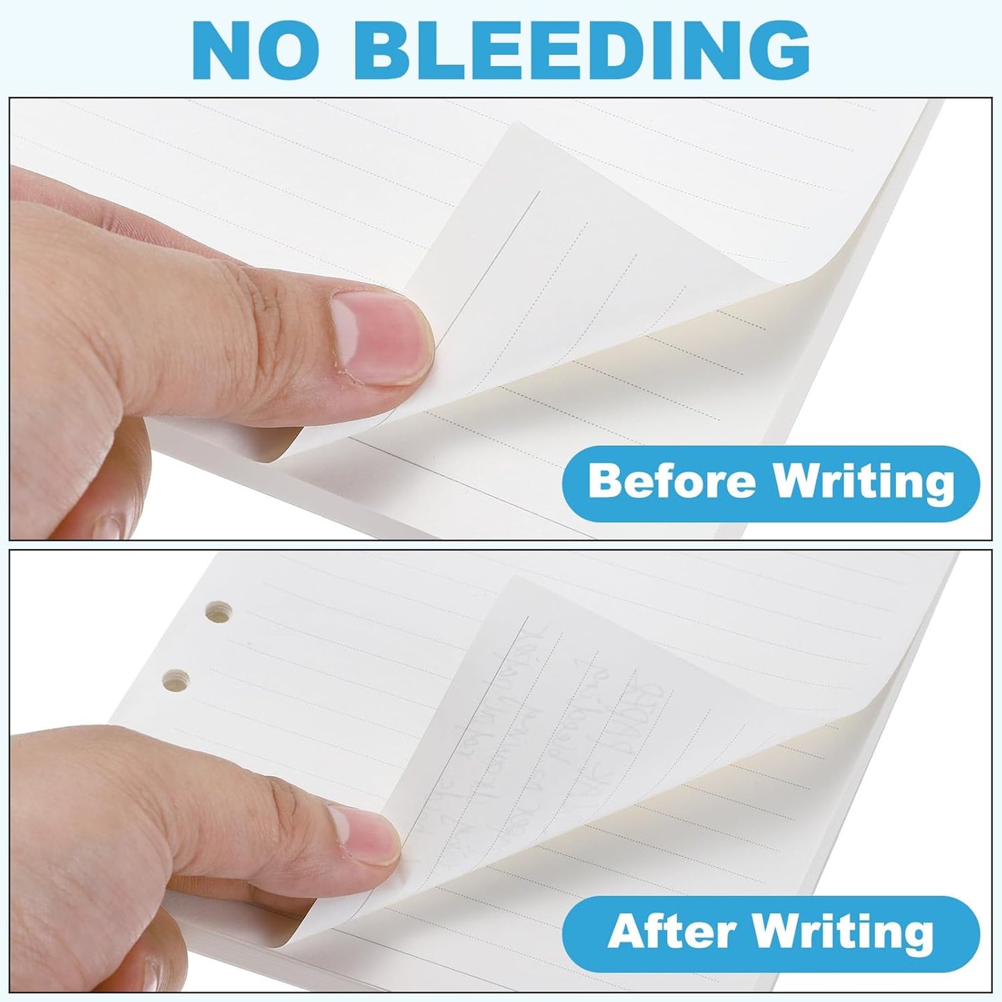 PATIKIL B5 Ruled Refills Inserts 9-Ring Binder Loose Leaf Planner Filler Paper Planner Inserts, 80 Sheets/160 Pages, Lined, White