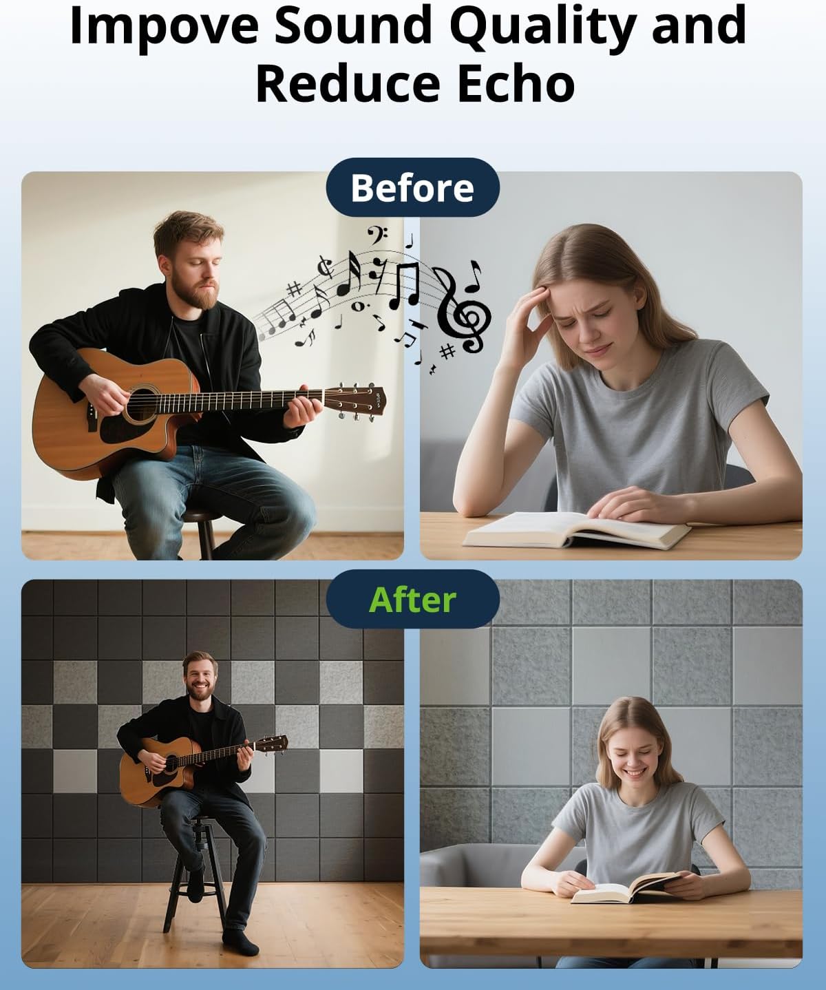 12 Pack Acoustic Panels Sound Absorbing 12"X12"X0.4" Self-adhesive Acoustic Panels High Density Sound Proof Panels for Walls, Door And Ceiling Gray