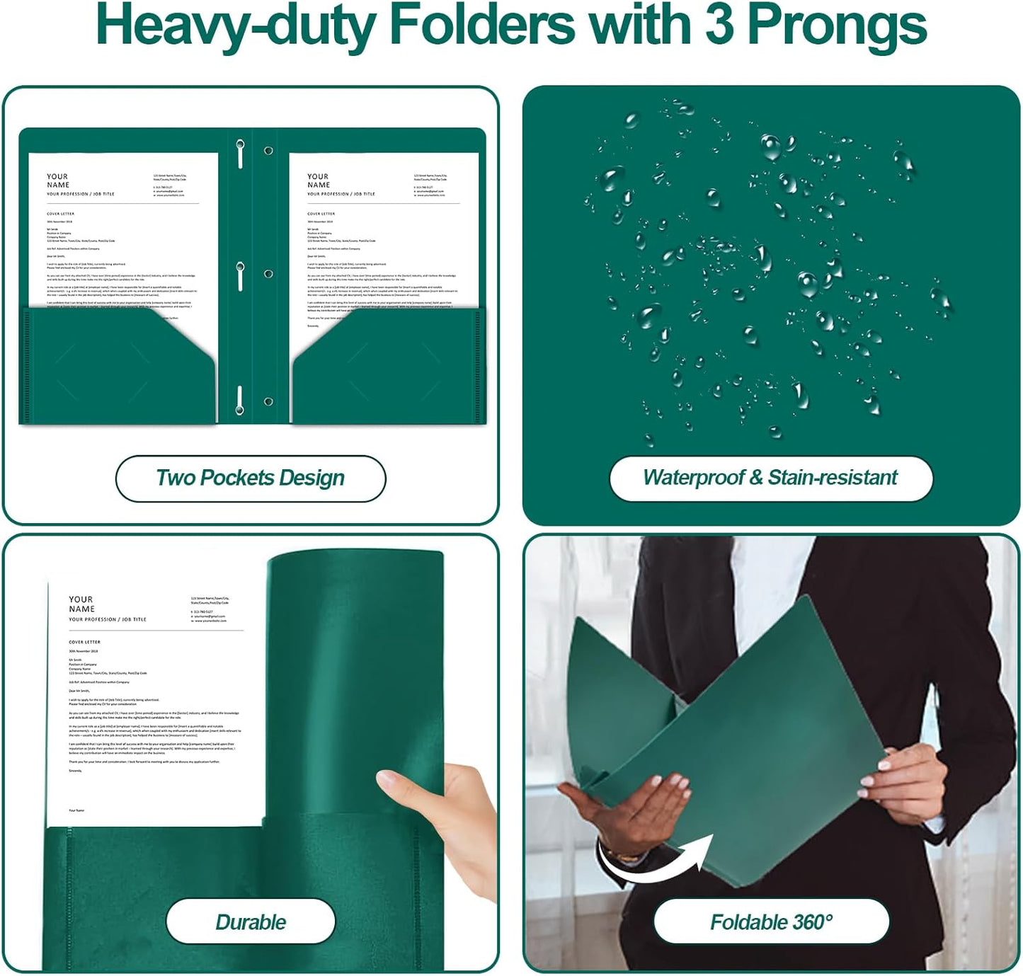 Two Pocket Folders with Prongs, LAYZZ 60 Pack Poly Plastic Folders, Heavy Duty Plastic Folders with Pockets and Prongs, Letter Size, 6 Colors, for Offices and Schools