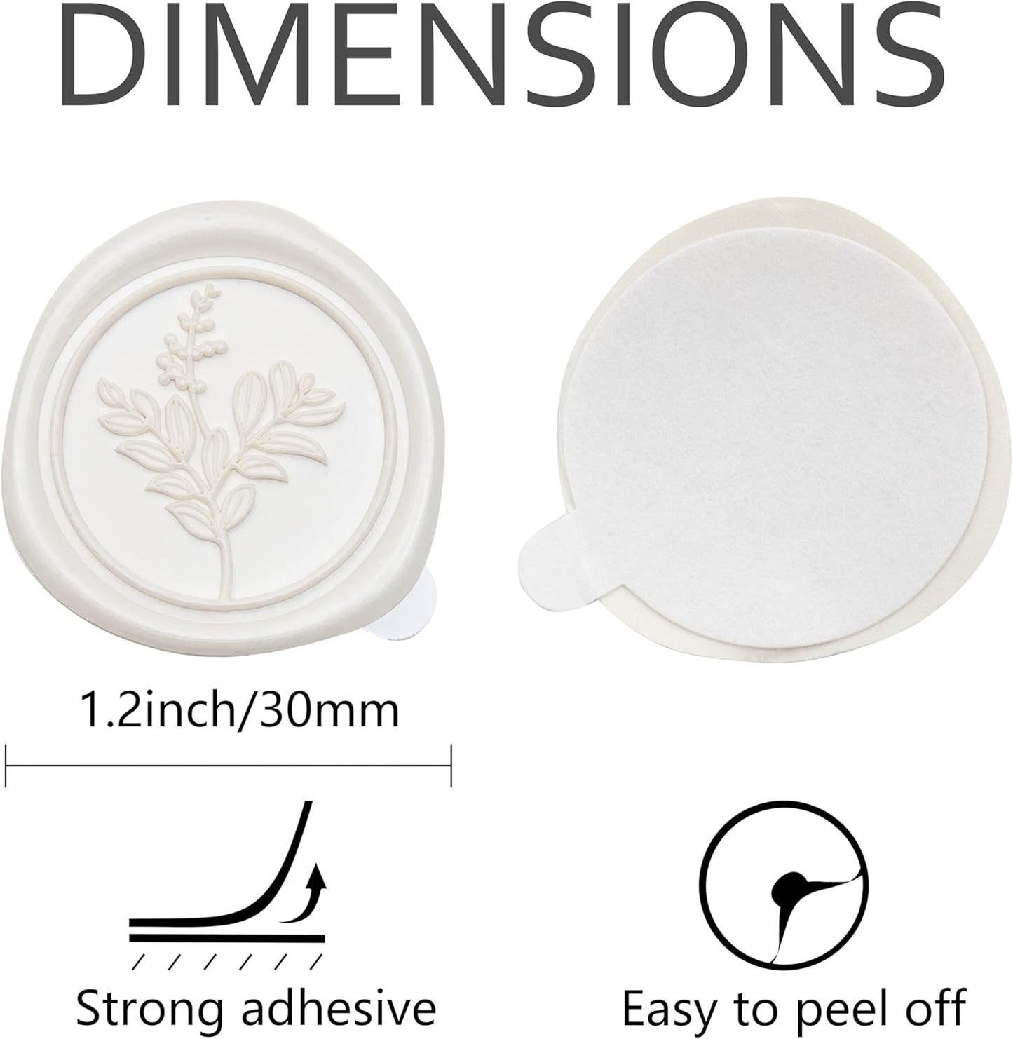 60 Pcs White Wax Seal Stickers, Wedding Invitation Accessories Envelope Stickers - Self Adhesive Envelope Seals, Peferct for Invitation, Gift Box Craft Wrapping, Christmas Cards Decoration