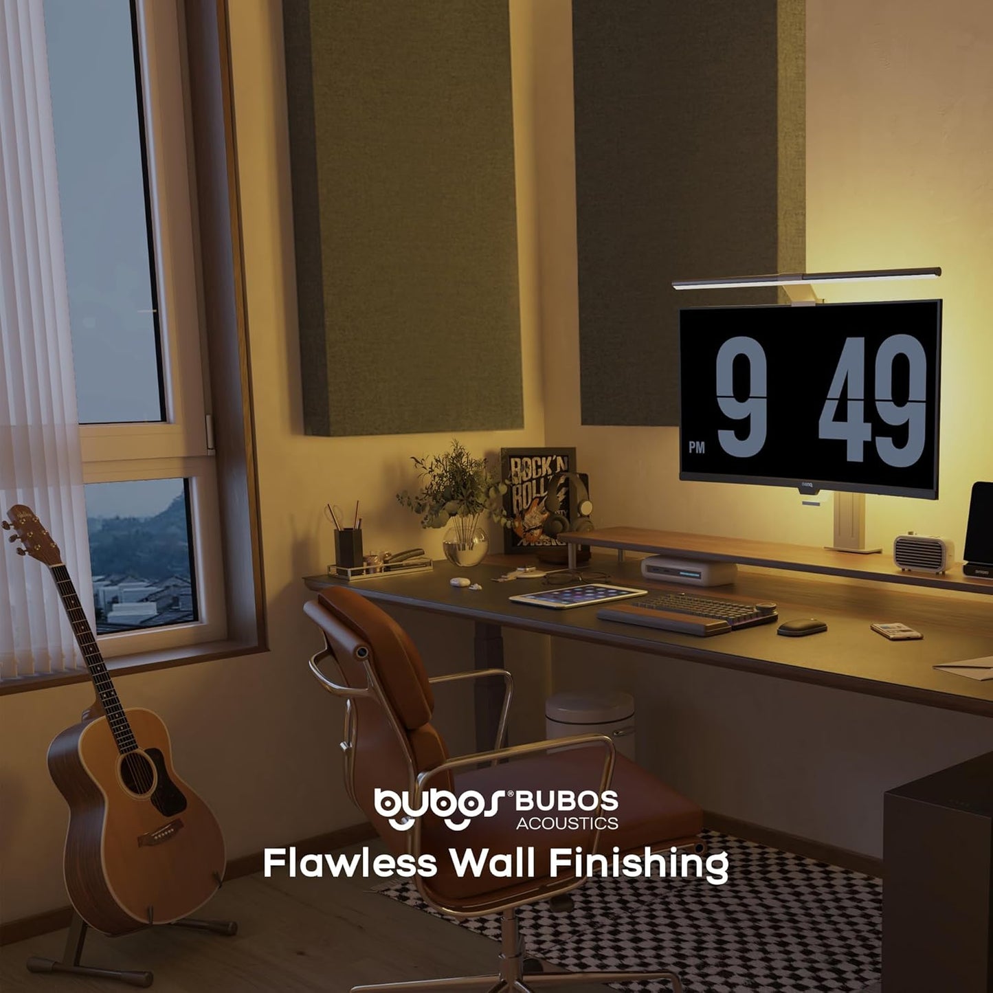 BUBOS 2 PCS Fabric Acoustic Panels,47.2''x23.6'' DecorativeSound Dampening Panels, Art Large Acoustic Wall Panels for Studios, Office, Home Theater,Super CavityPro Grey