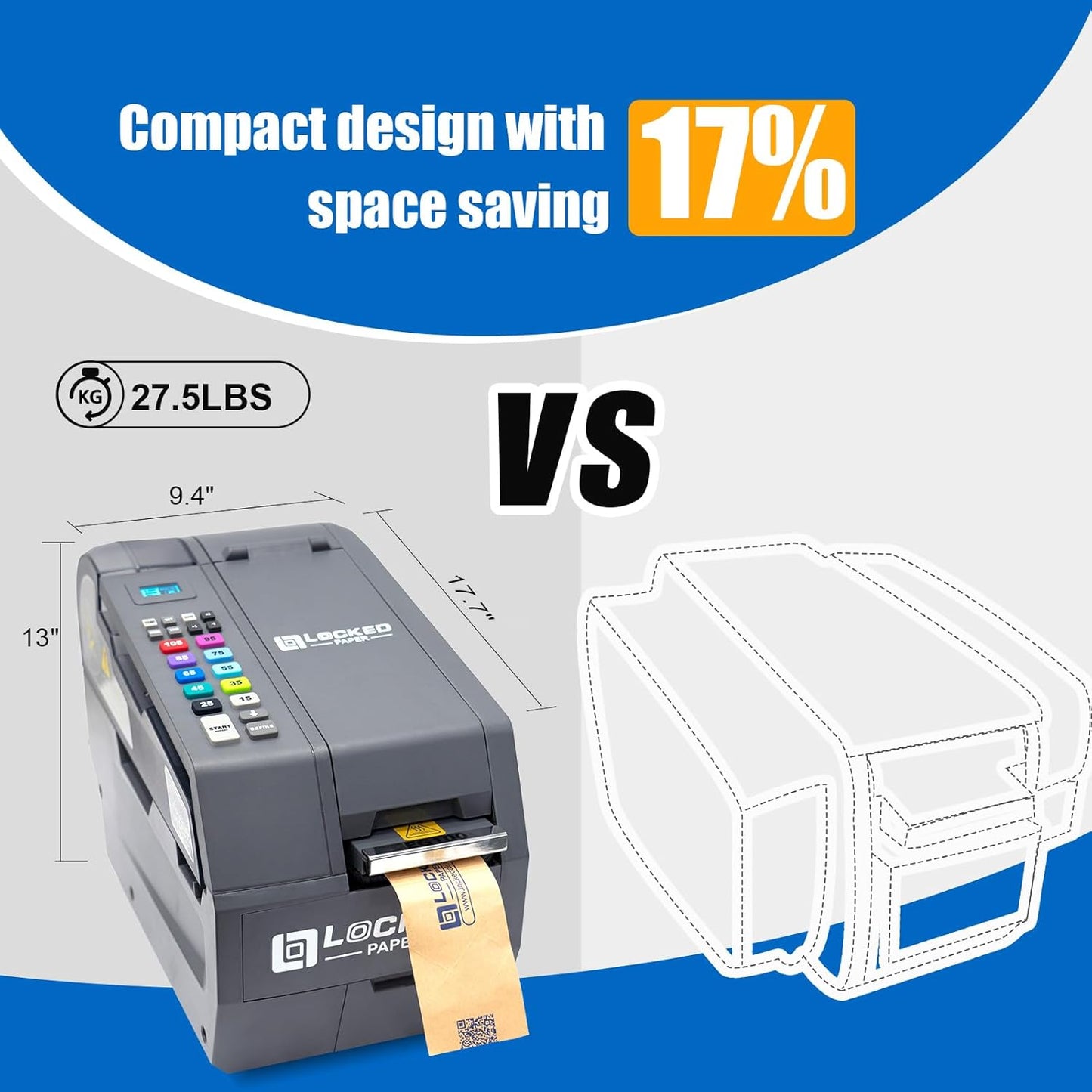 Automatic Kraft Tape Dispenser, Up to 3" Width, One-Touch Moistening & Heating, Grey, LockedPaper-EG100