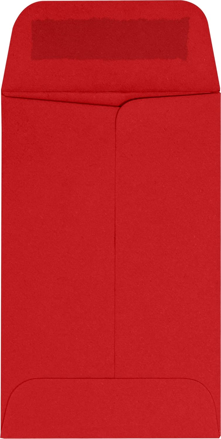 LUXPaper #1 Coin Envelopes in 80 lb. Ruby Red, Envelopes for Coin Collections, Stamps, and More, w/Moistenable Glue, 1000 Pack, Envelope Size 2 1/4 x 3 1/2 (Red)