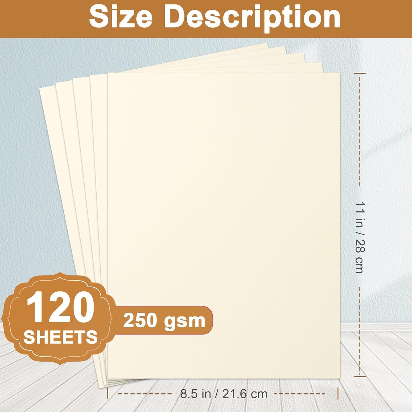 120 Sheets Cream Cardstock 8.5 x 11 Off White Paper, 92lb Ivory Card stock Certificate Paper for DIY Cards Making, Menus, Business Cards, Greeting Cards, Invitations