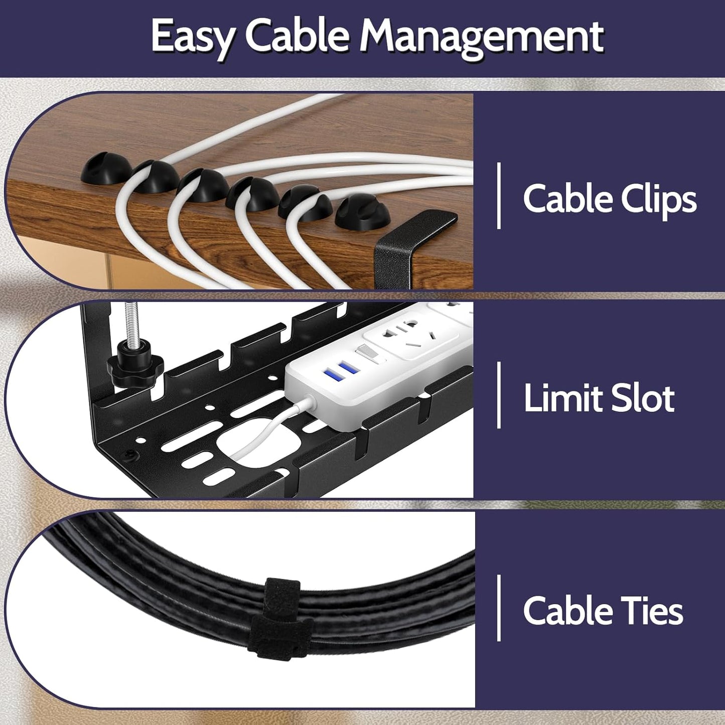 Shikha Cable Management Under Desk, 15.7"-31" Retractable Cable Management Tray, No Drilling Cord Organizer with Clamp for Desk, Under Table Wire Management Tray for Home Office
