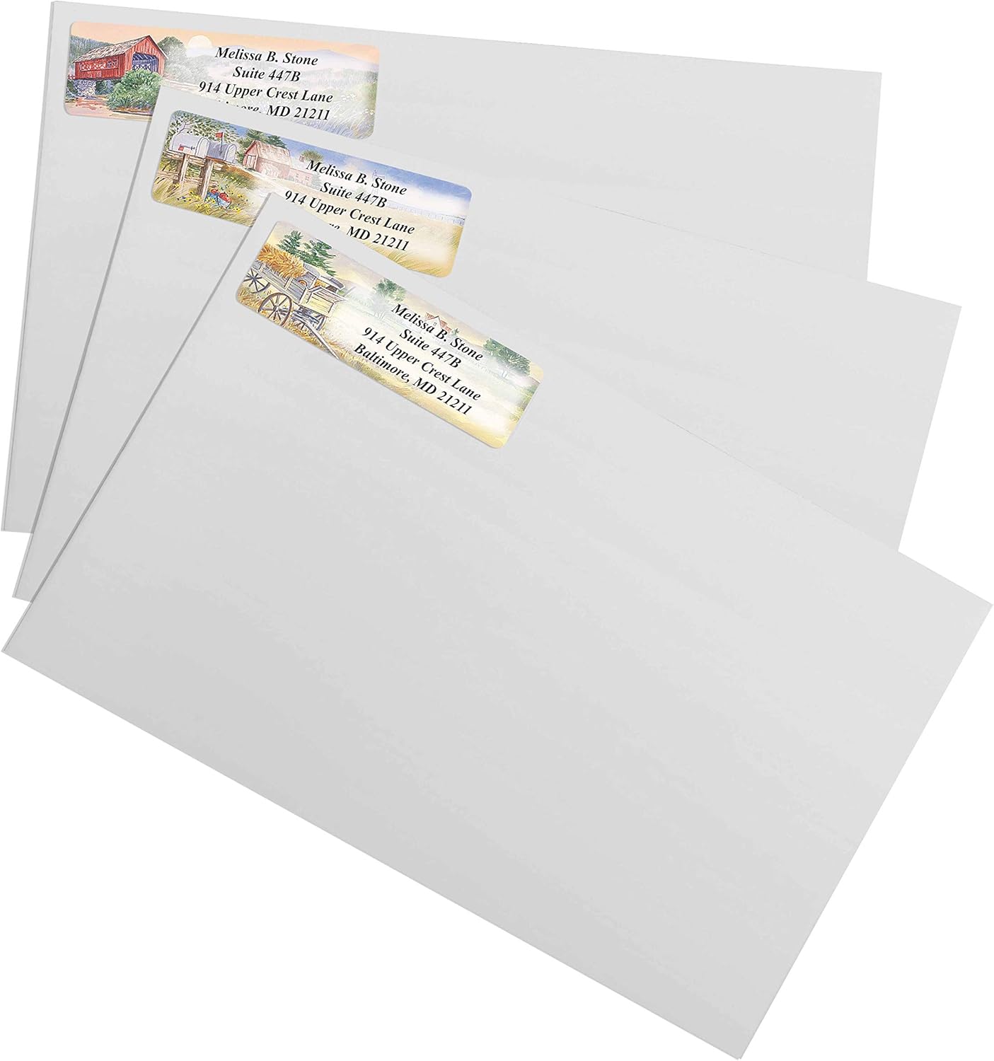 Rural America Assorted Country Scenes Personalized Return Address Labels with Dispenser - Roll of 250 Custom Labels