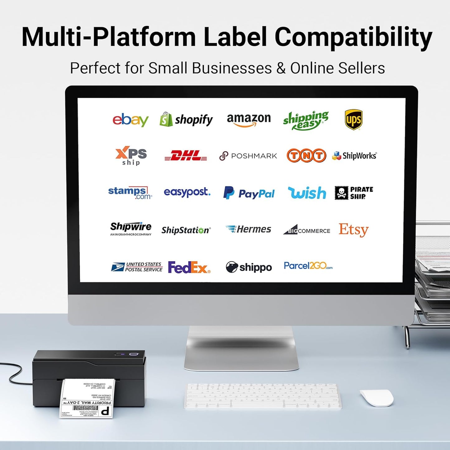 Bluetooth Thermal Shipping Label Printer – Wireless 4x6 Shipping Label Printer for Small Business & Shipping Packages, Support Android, iPhone and Windows, Widely Used for Amazon, Ebay, Shopify, Etsy