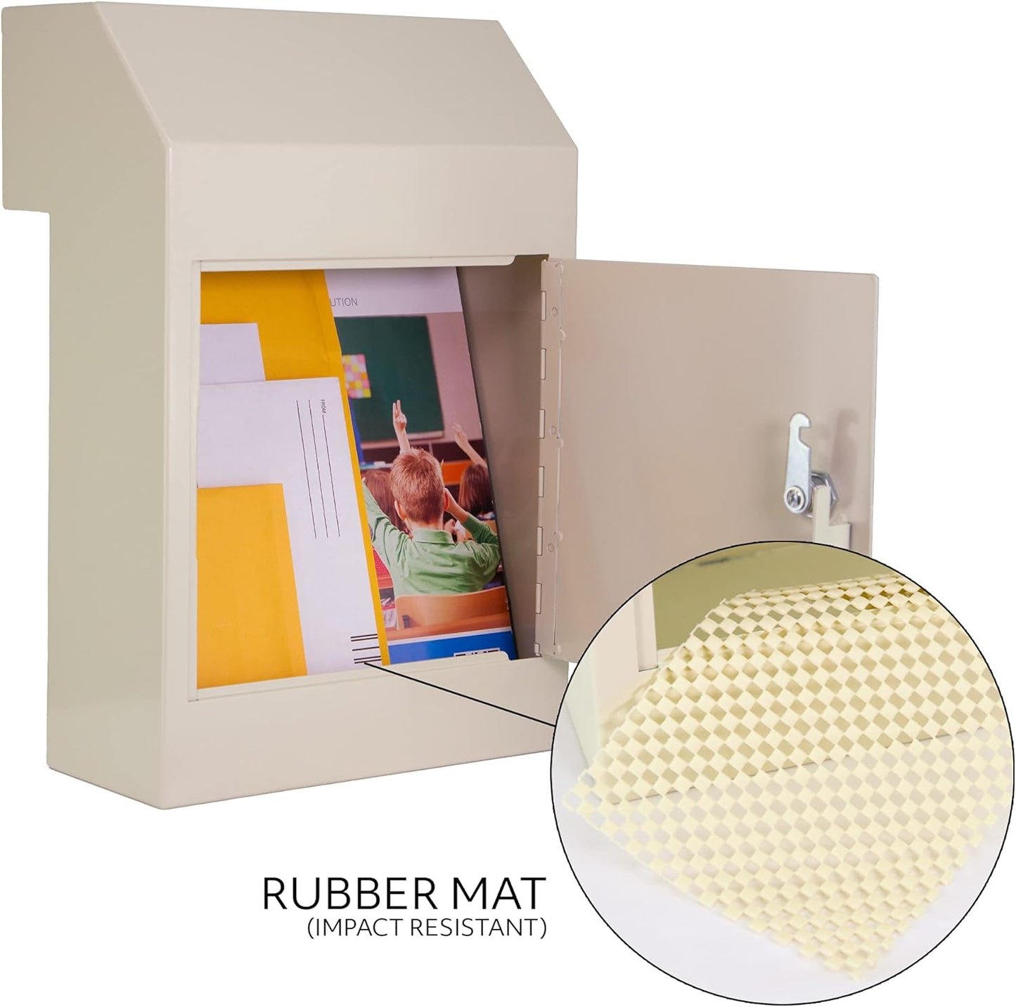 Pochar Door Drop Box for Mail, Rent, Deposit, and Night Key - Through The Door Locking Steel Mailbox with Rear Access (Light Gray)